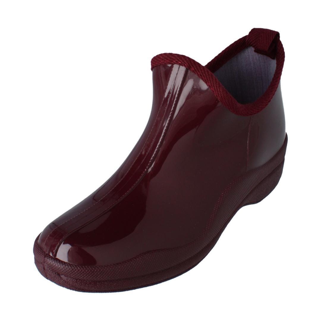 CTM® Women's Solid Ankle Height Garden Rain Boots - Burgundy