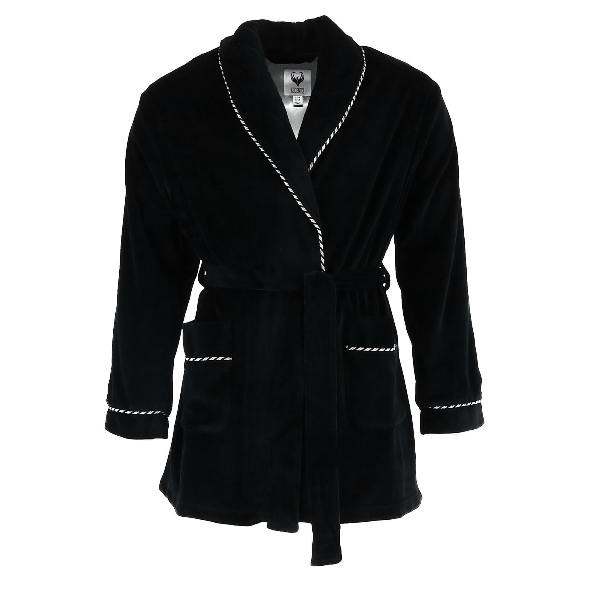 Ascentix Men's Velour Smoking Jacket with Satin Lining - Black