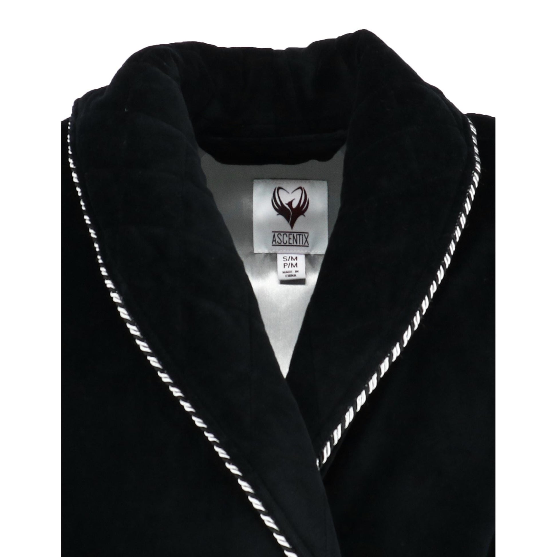 Ascentix Men's Velour Smoking Jacket with Satin Lining - Black