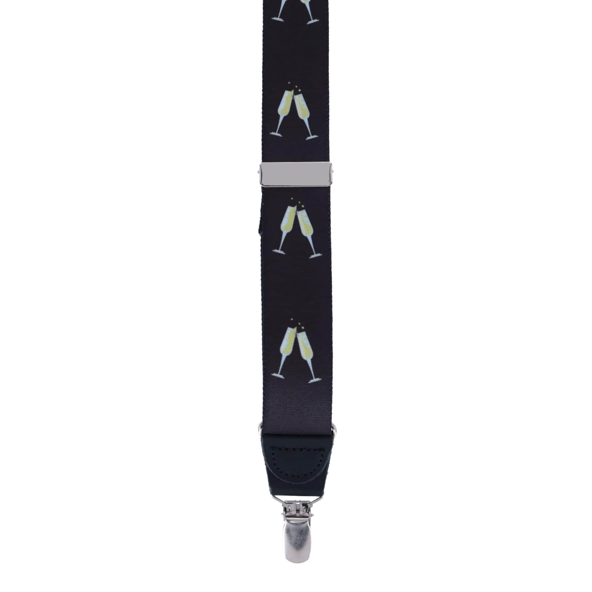 Ascentix Champagne Bottle Print Clip End Suspenders - Black