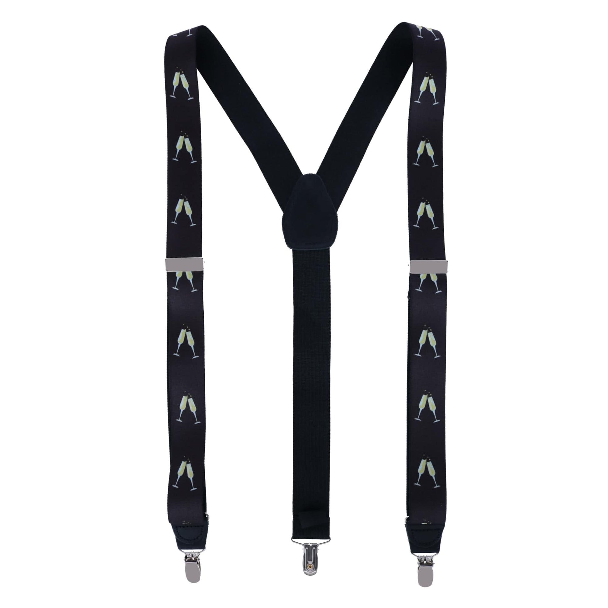 Ascentix Champagne Bottle Print Clip End Suspenders - Champagne Bottle Print Clip End Suspenders
