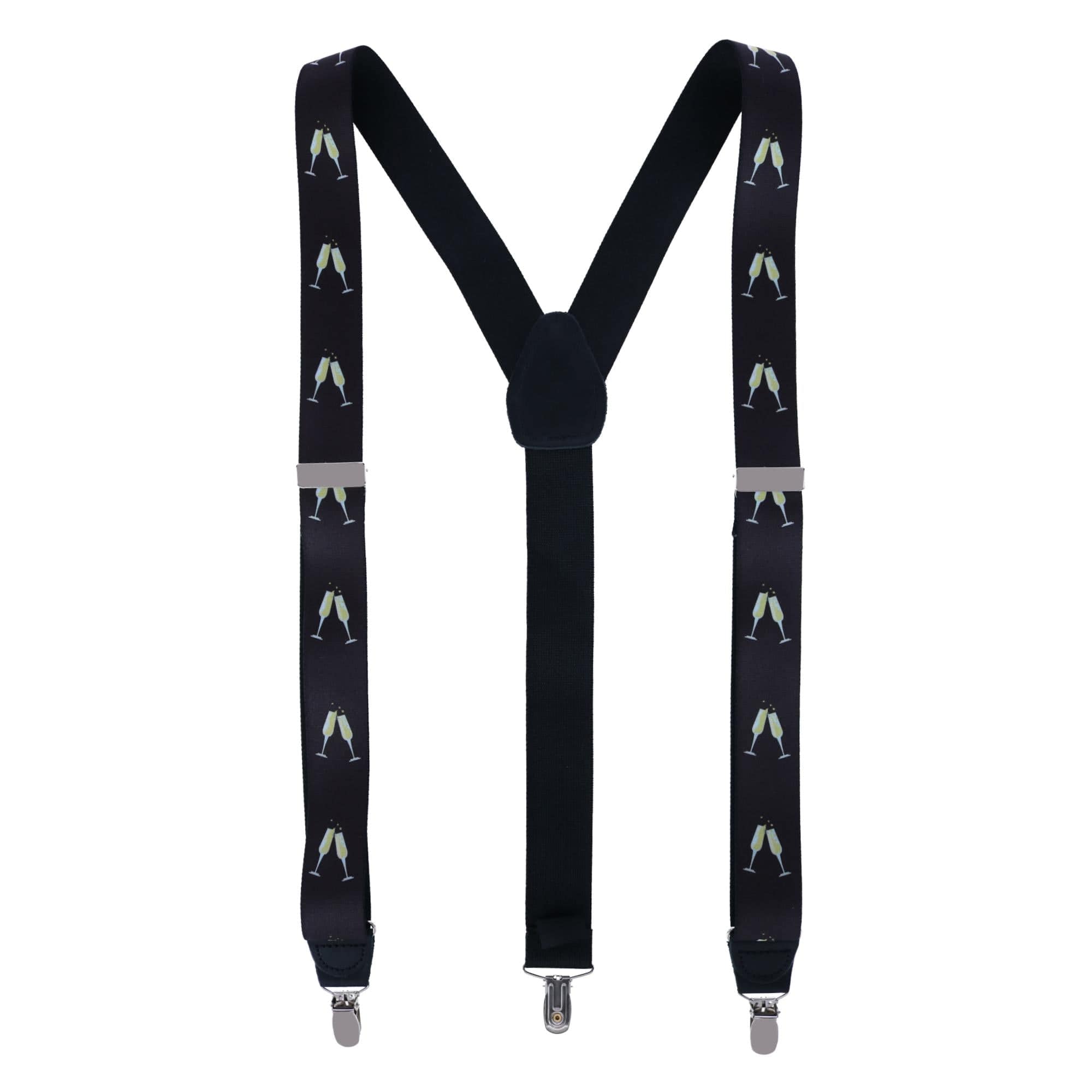 Ascentix Champagne Bottle Print Clip End Suspenders - Champagne Bottle Print Clip End Suspenders