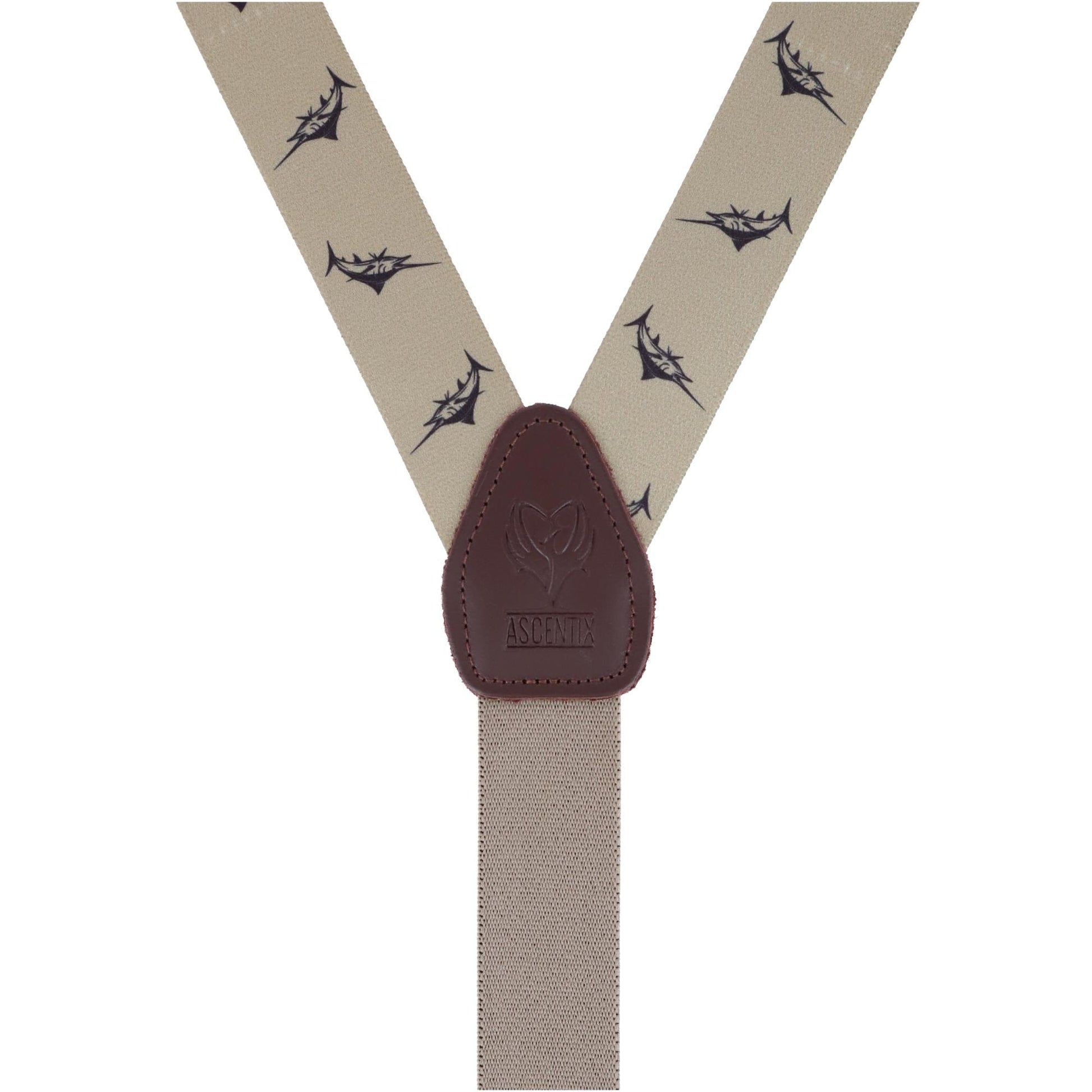 Ascentix Marlin Fish Print Clip End Suspenders - Tan