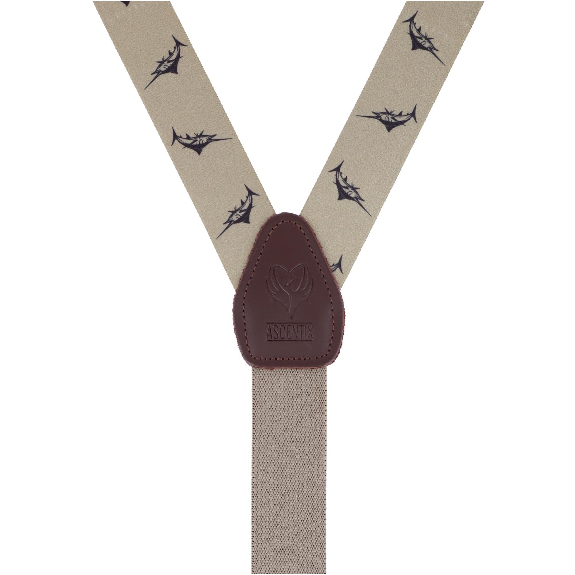 Ascentix Marlin Fish Print Clip End Suspenders - Tan