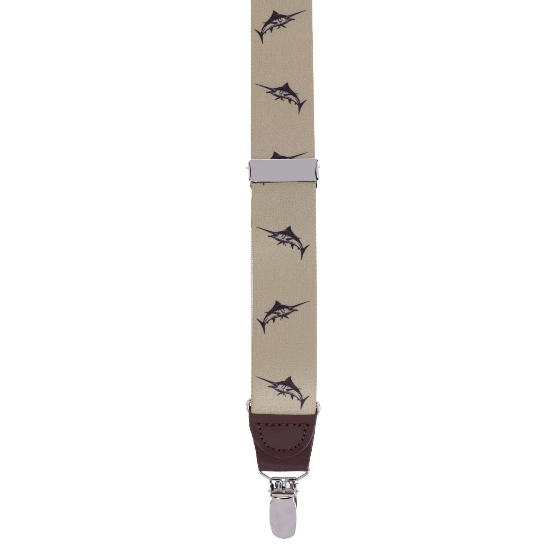 Ascentix Marlin Fish Print Clip End Suspenders - Tan