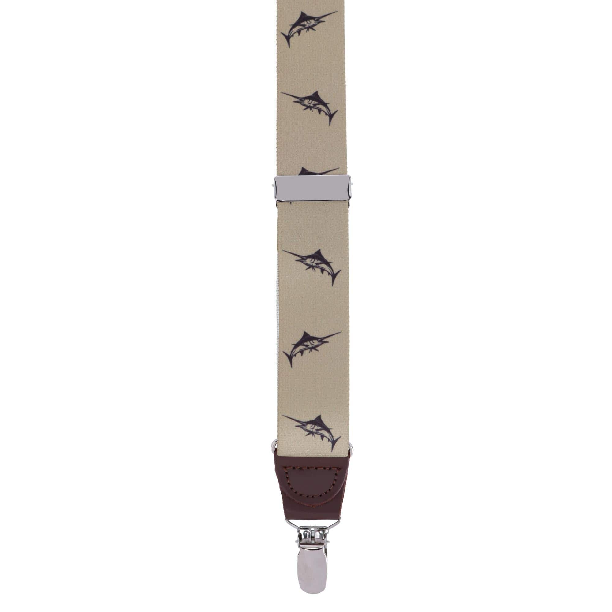 Ascentix Marlin Fish Print Clip End Suspenders - Tan