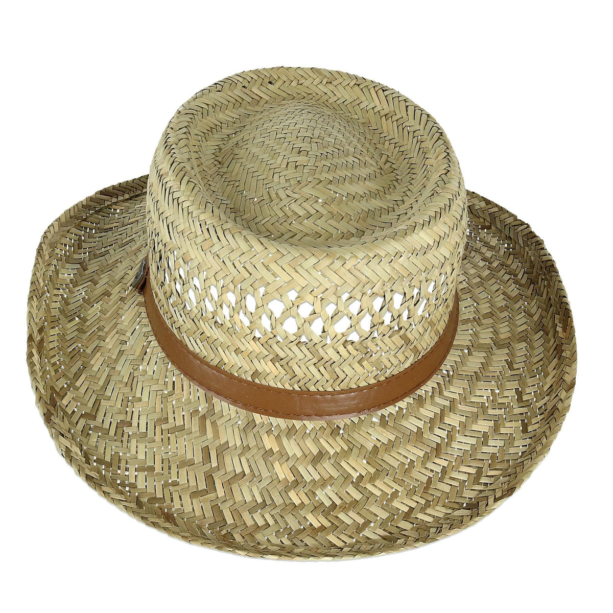 Ascentix Rush Straw Gambler Hat with Wide Brim - Natural