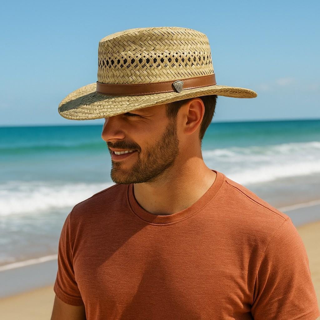 Rush Straw Gambler Hat with Wide Brim by Ascentix | Novelty Hats
