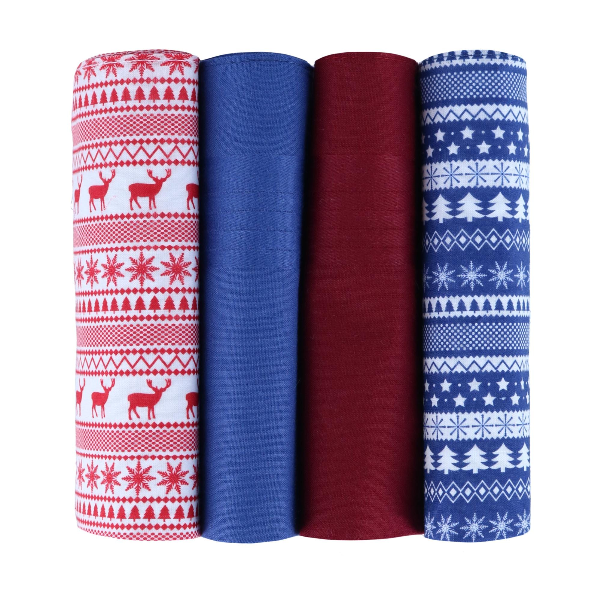 Ascentix Men's 4 Pack Cotton Christmas Novelty Hankies - Multiple