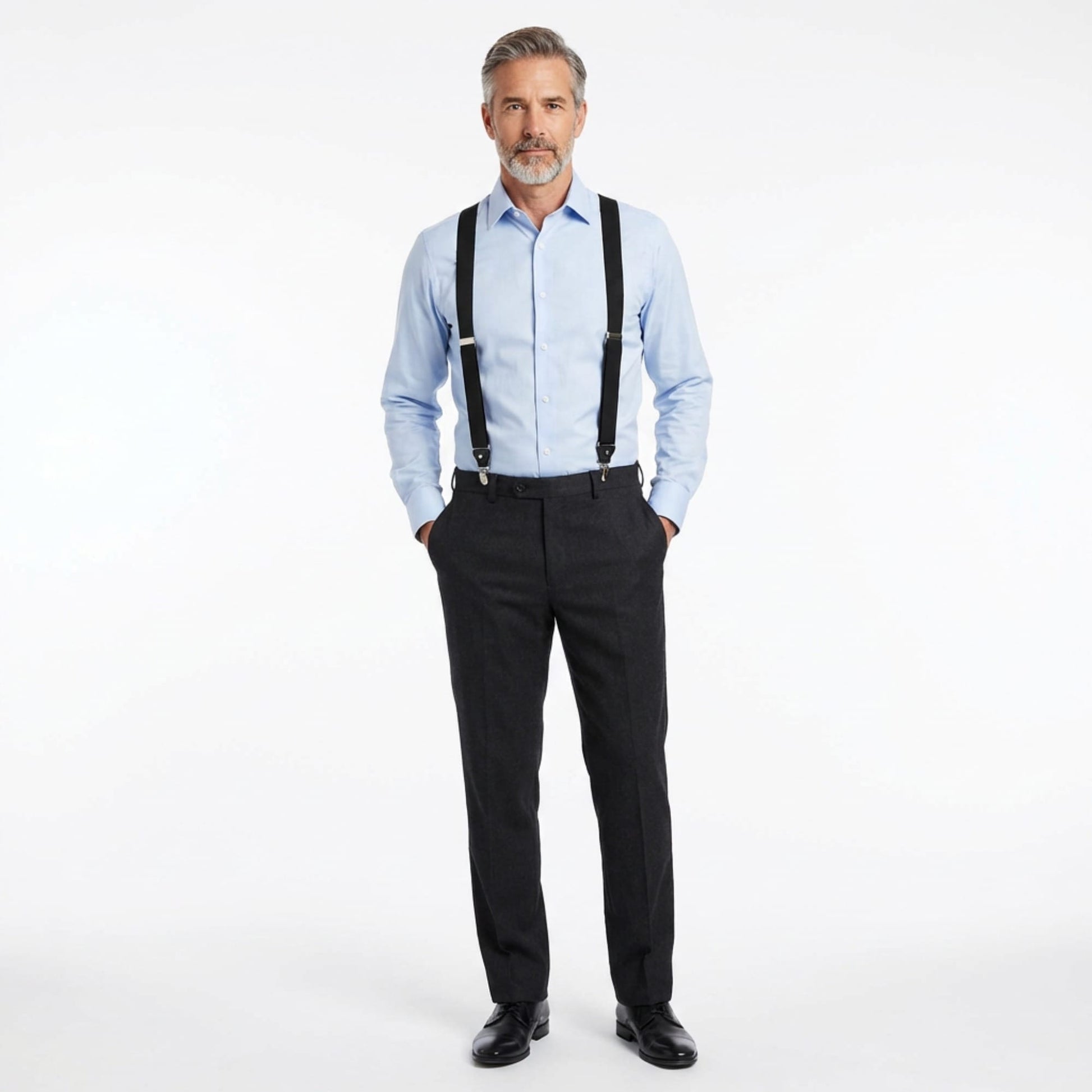 Ascentix Men's Classic Stretch 1 3/8 inch Convertible Suspenders - Black