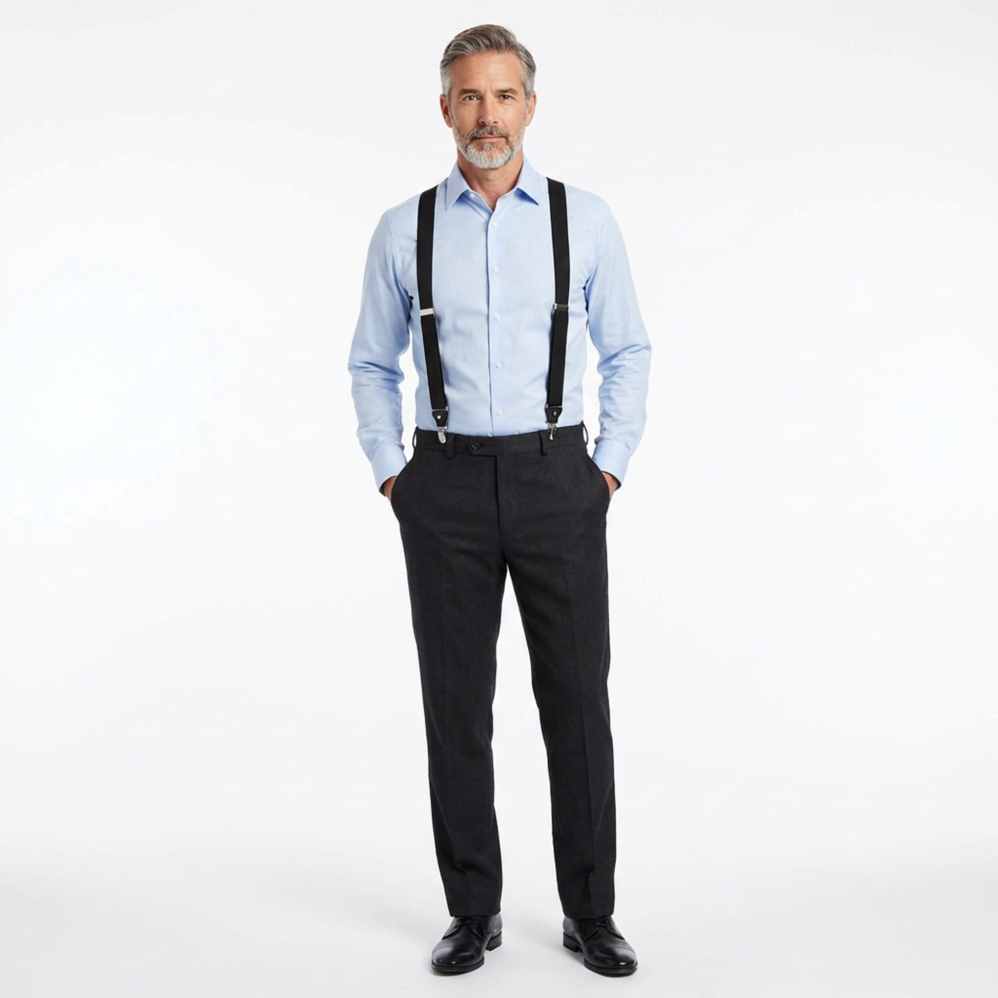 Ascentix Men's Classic Stretch 1 3/8 inch Convertible Suspenders - Black