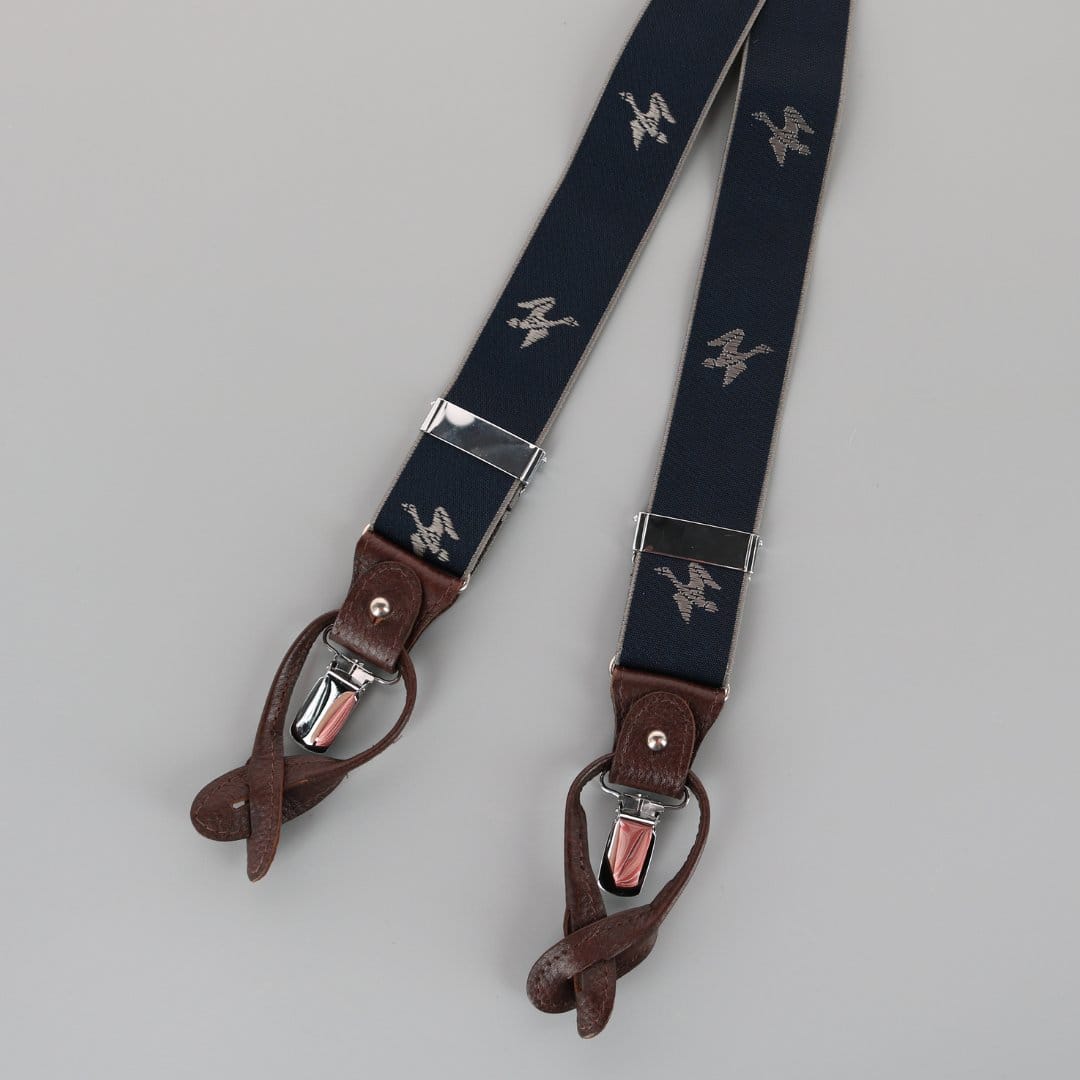 Ascentix Men's Flying Duck Convertible Clip End Suspenders - Navy