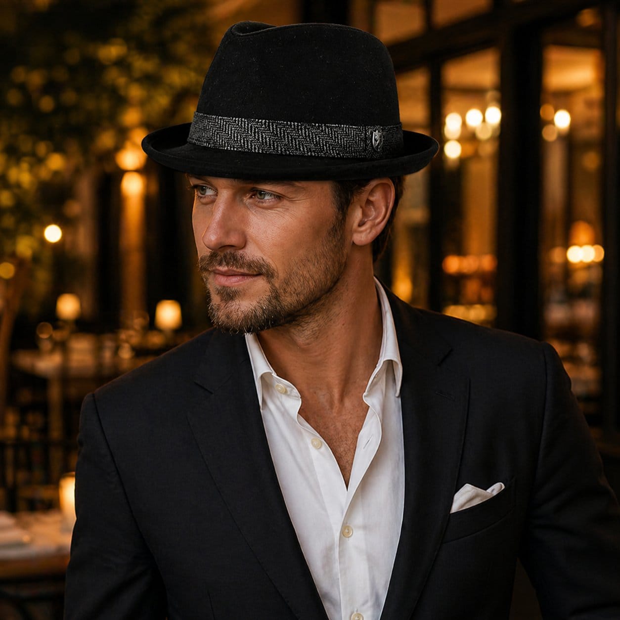 mens black dress hat KUJUHA Wide Brim Fedora Two Tone Dress Hat, Black, X-Small-Small at Amazon  Women's Clothing store