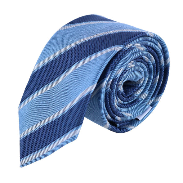 Men's Blue and Silver Striped Necktie