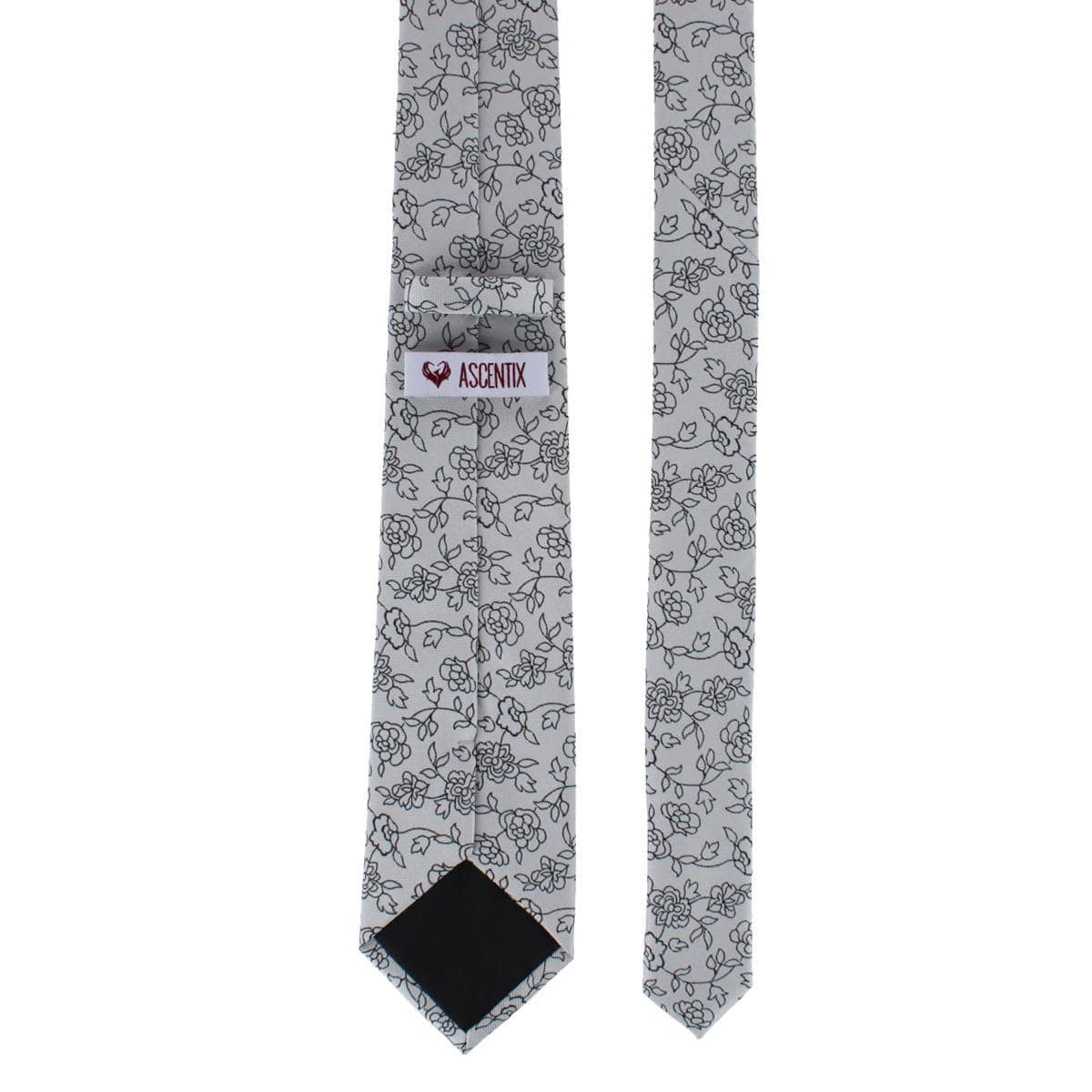 Ascentix Floral Stencil Print Necktie - White