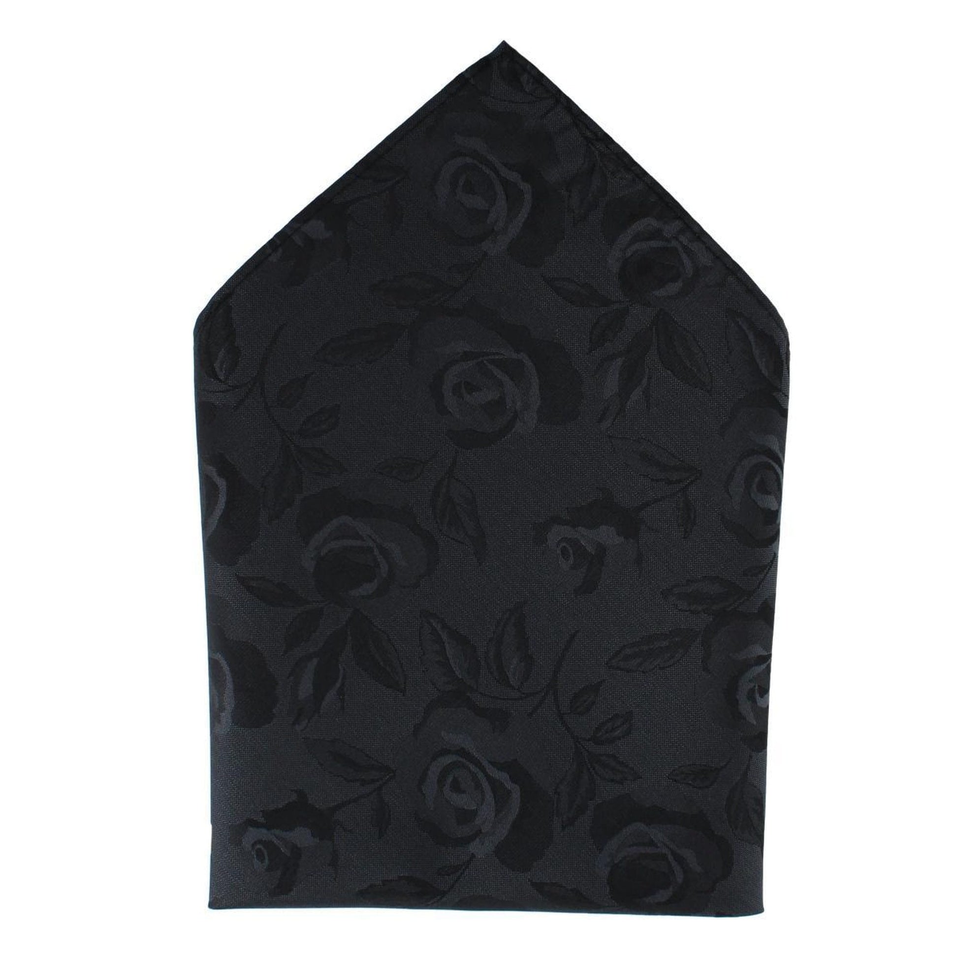 Rose Print Tone on Tone Tie & Pocket Square Bundle - Black