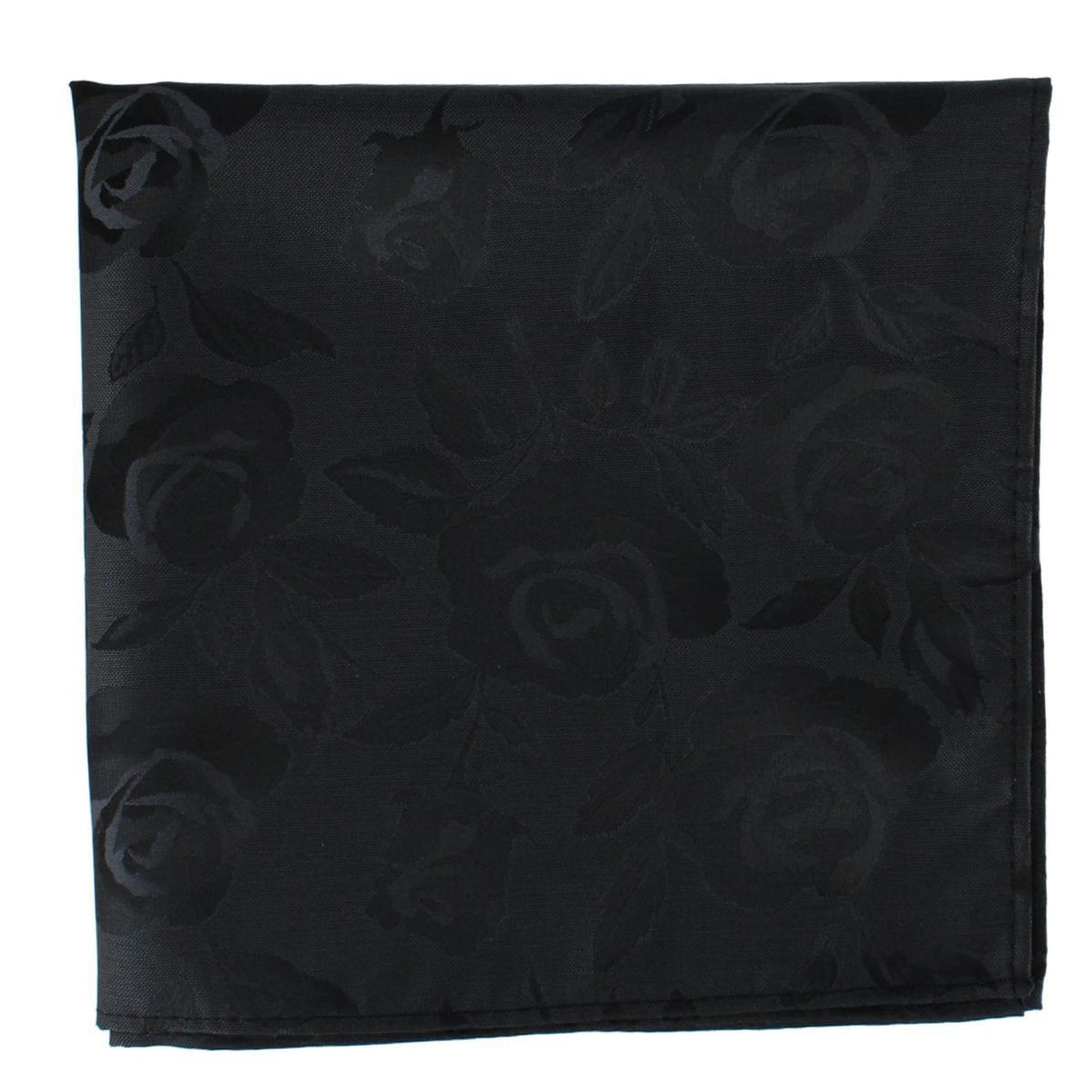 Rose Print Tone on Tone Tie & Pocket Square Bundle - Black