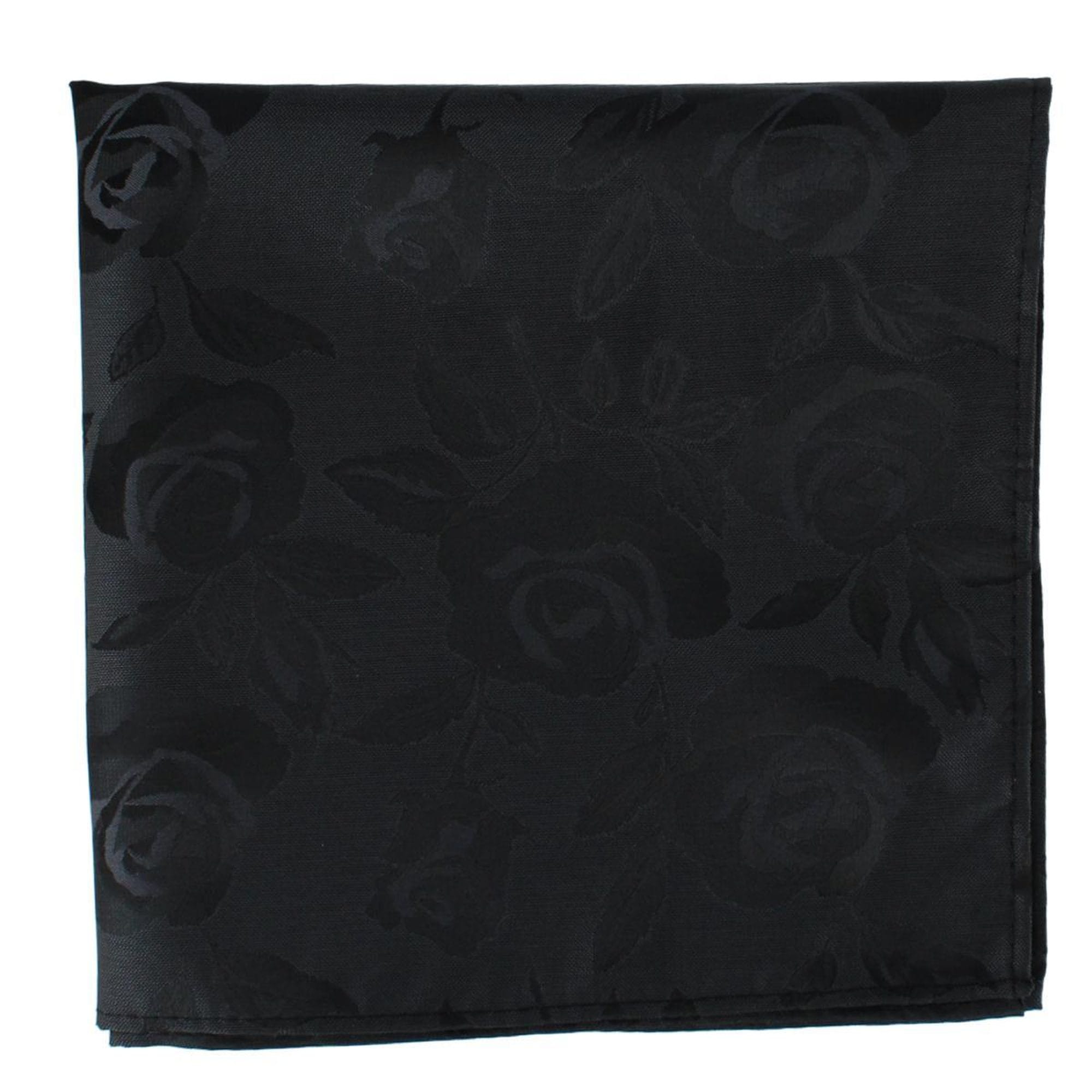 Rose Print Tone on Tone Tie & Pocket Square Bundle - Black
