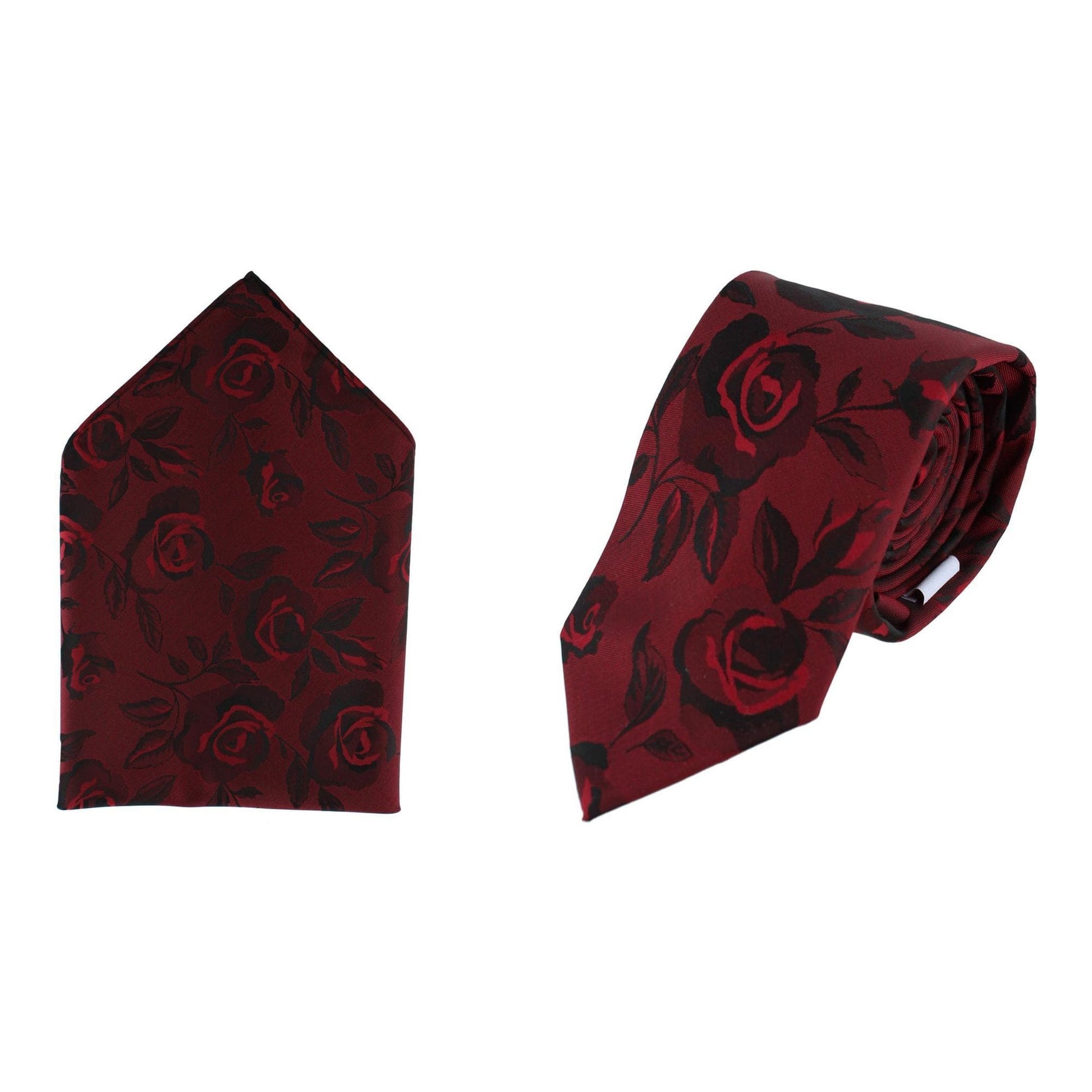 Rose Print Tone on Tone Tie & Pocket Square Bundle