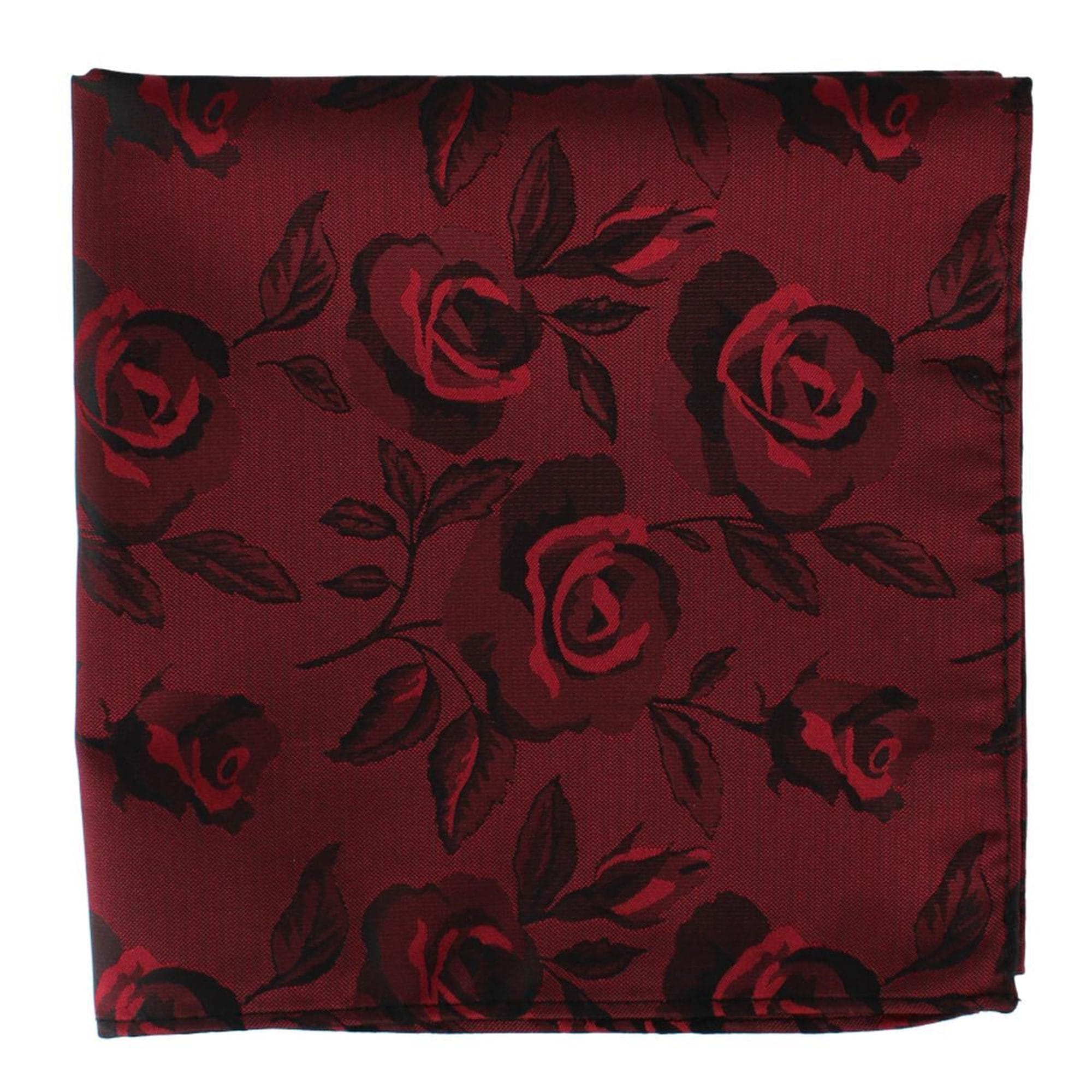 Rose Print Tone on Tone Tie & Pocket Square Bundle - AX-BBC24629CSPS-RED