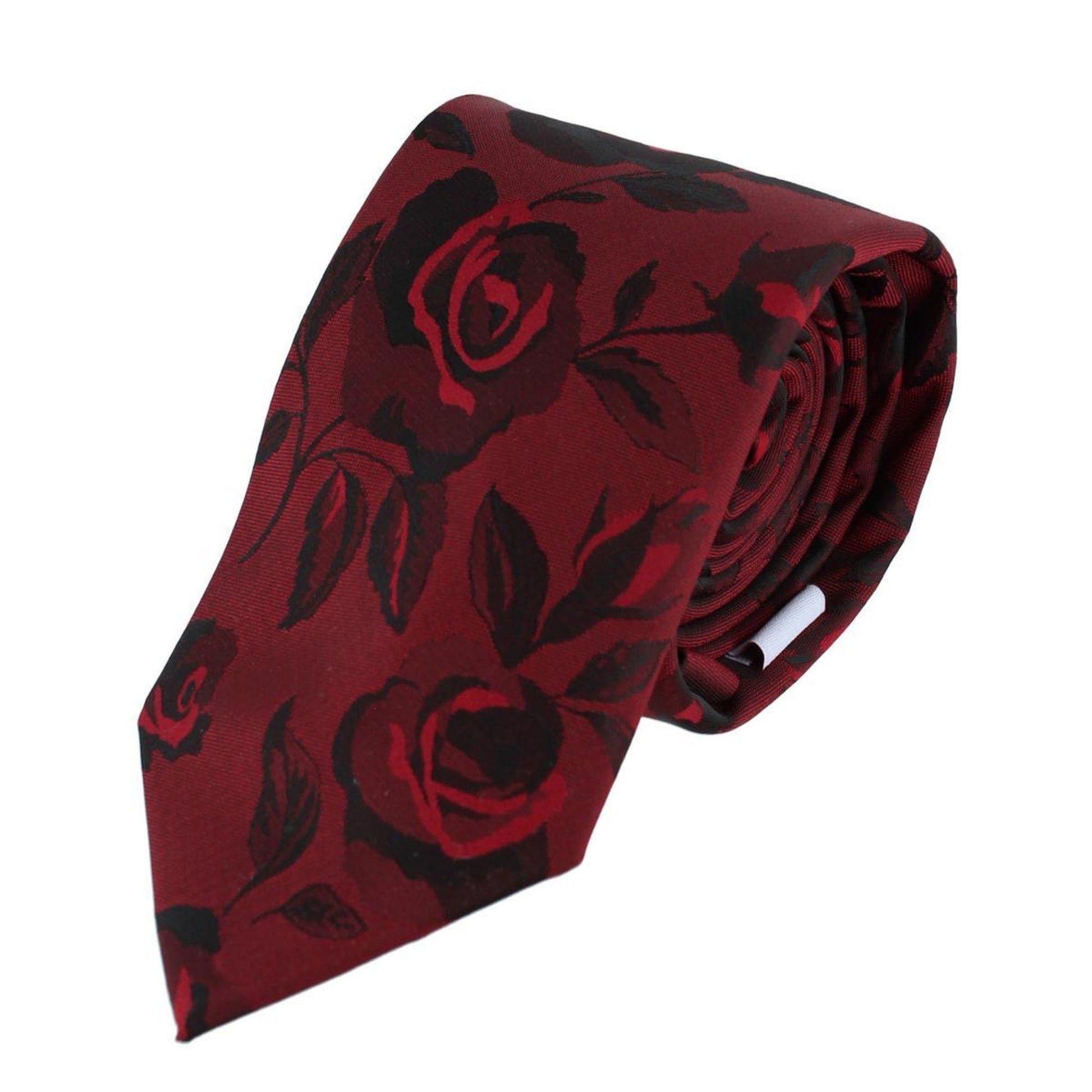Rose Print Tone on Tone Tie & Pocket Square Bundle - AX-BBC24629CSPS-RED