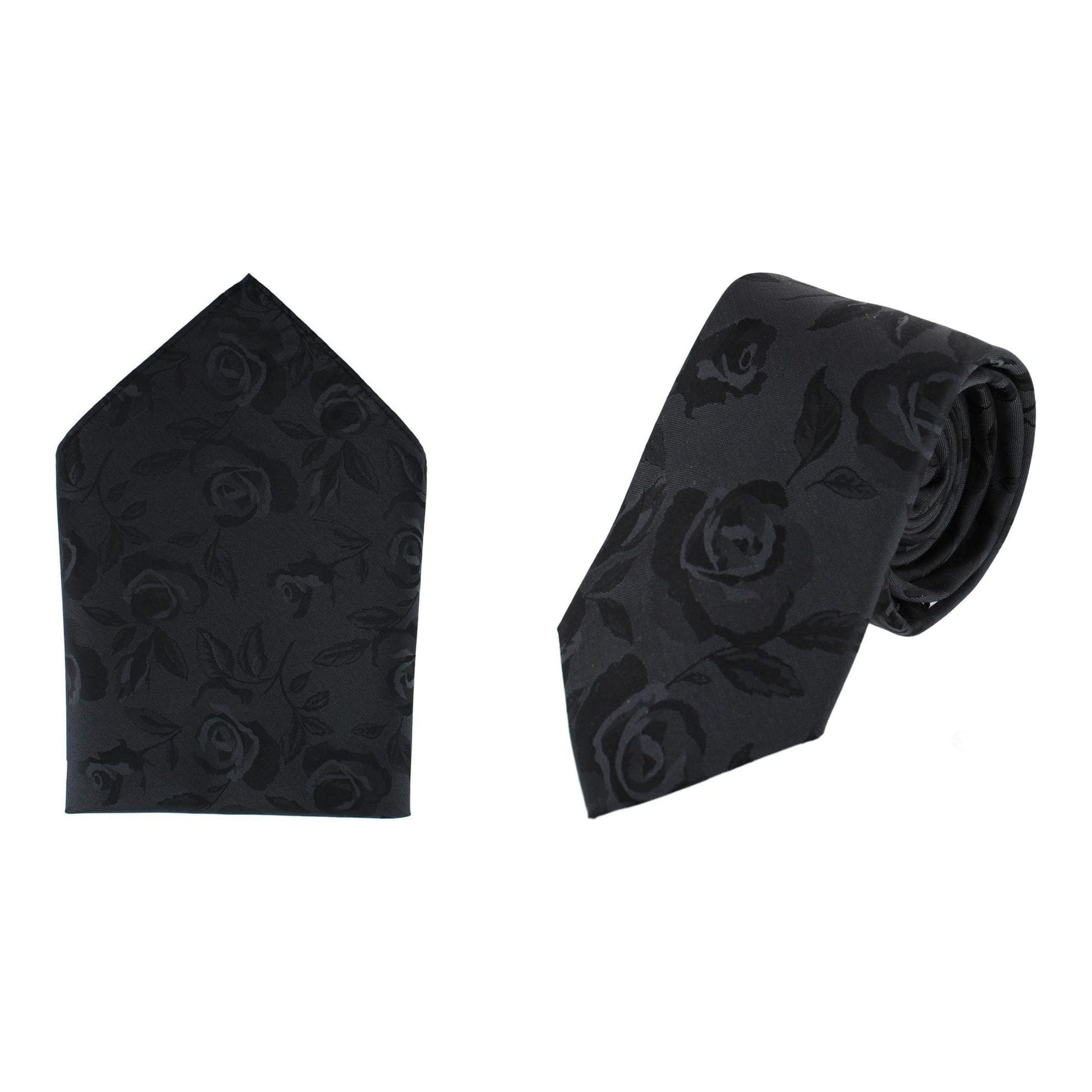 Rose Print Tone on Tone Tie & Pocket Square Bundle