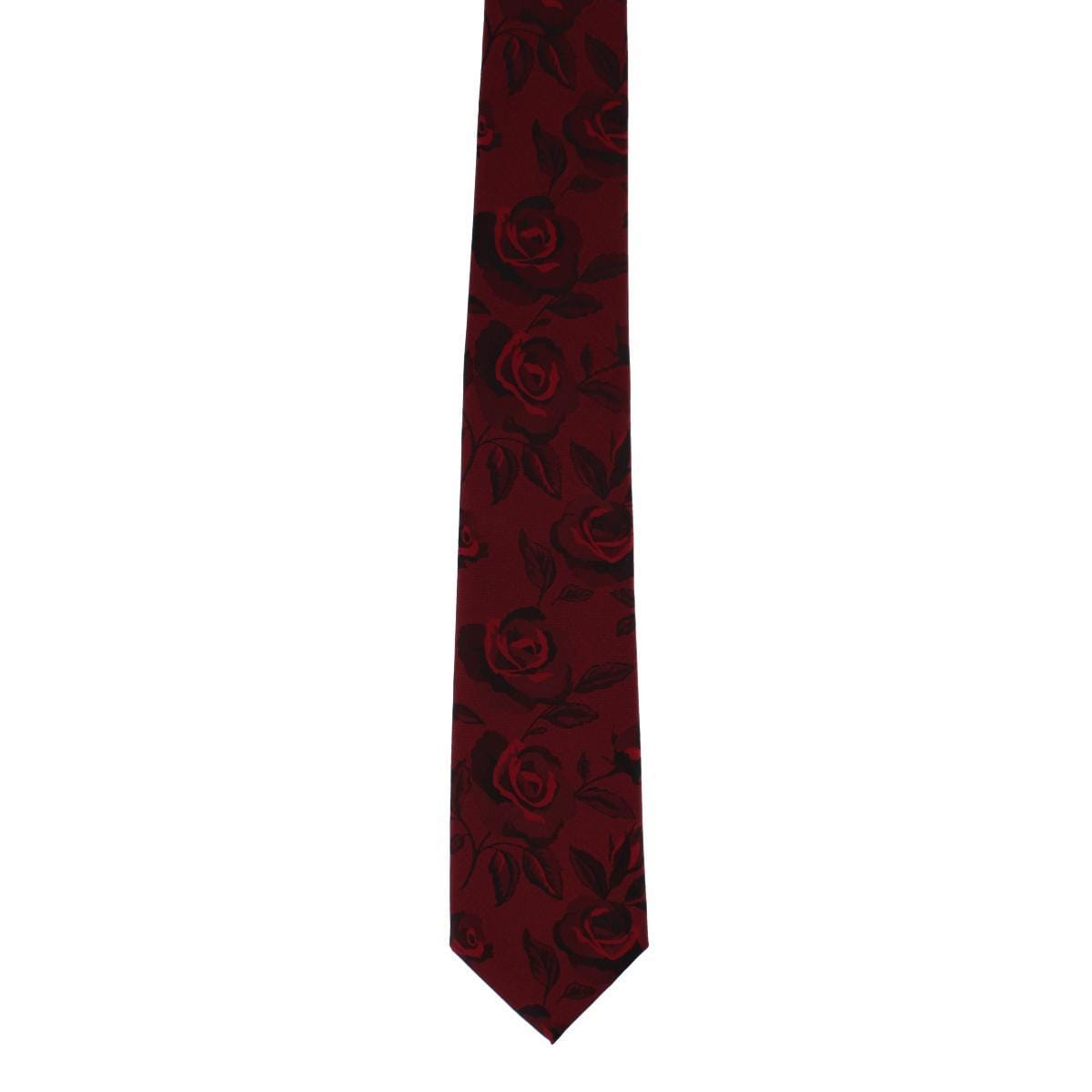 Ascentix Rose Print Tone on Tone Necktie - Red
