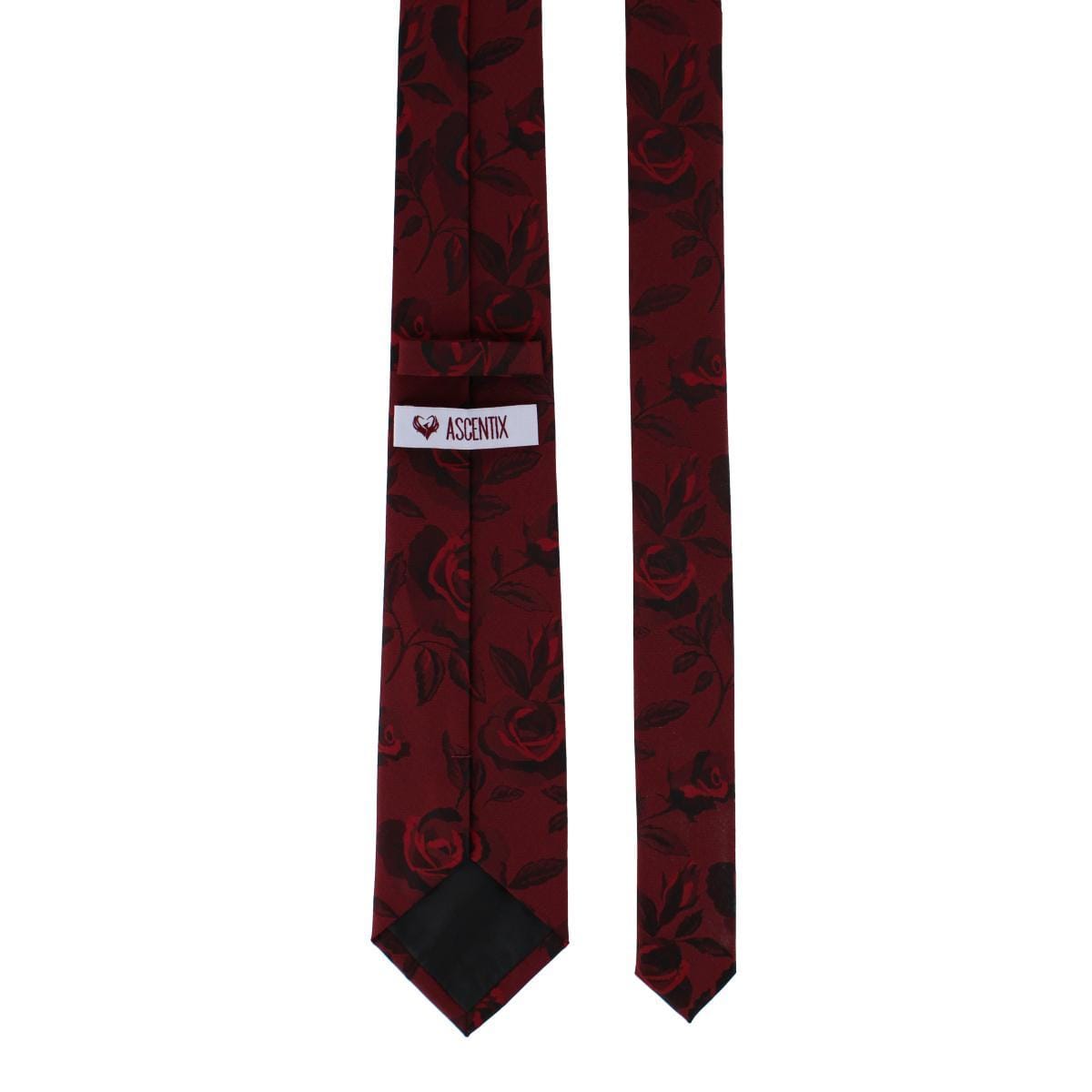 Ascentix Rose Print Tone on Tone Necktie - Red