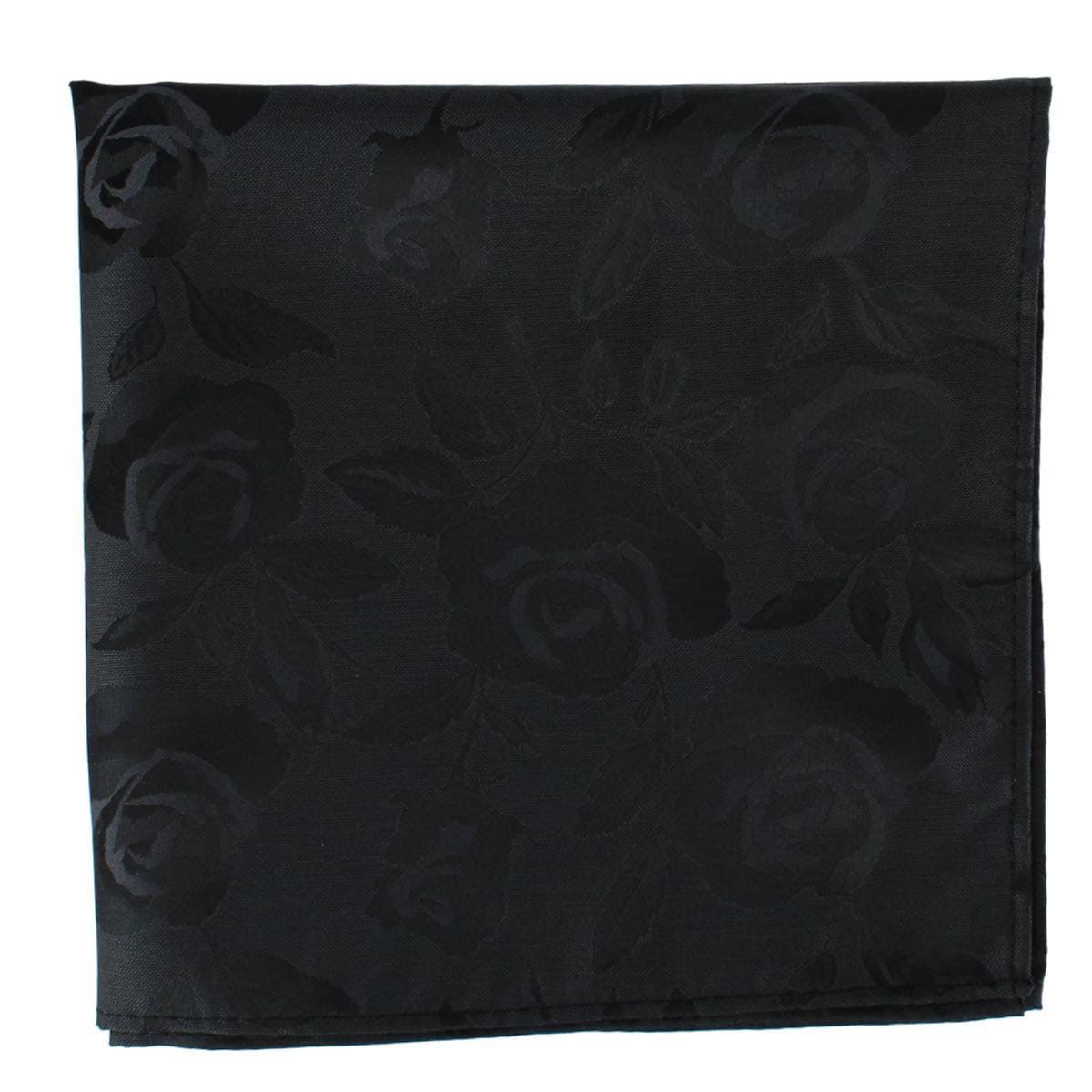 Ascentix Rose Print Tone on Tone Pocket Square - Black