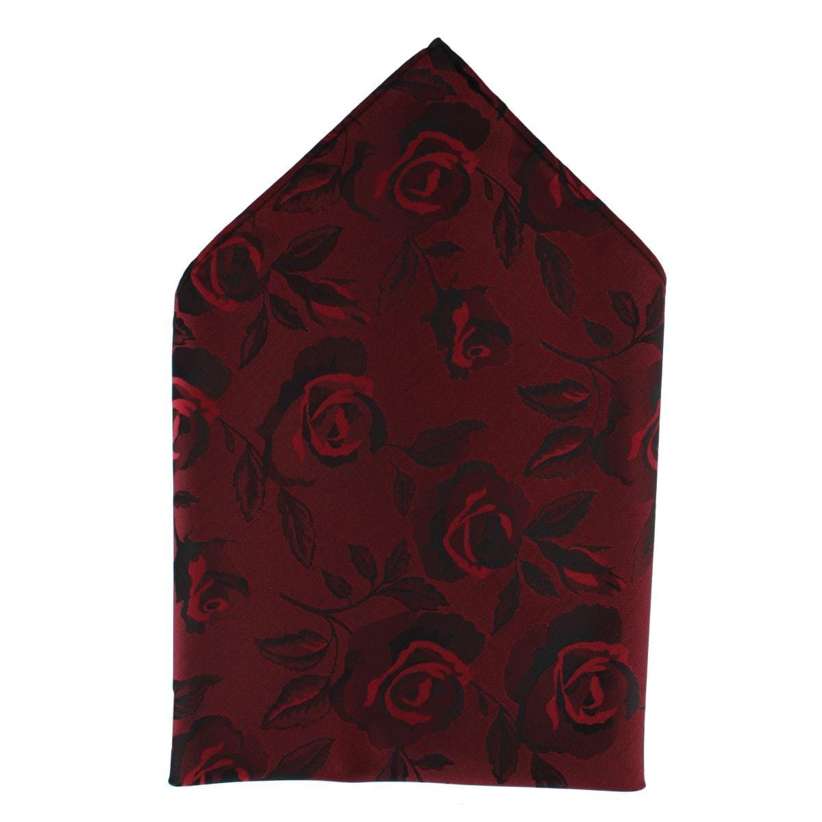 Ascentix Rose Print Tone on Tone Pocket Square - Red