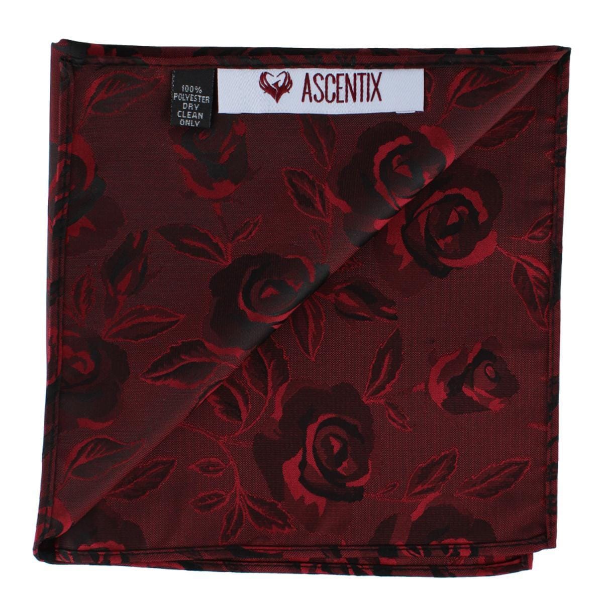 Ascentix Rose Print Tone on Tone Pocket Square - Red
