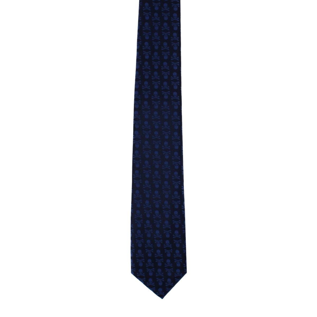 Ascentix Pirate Skull and Crossbones Necktie - Blue on Black