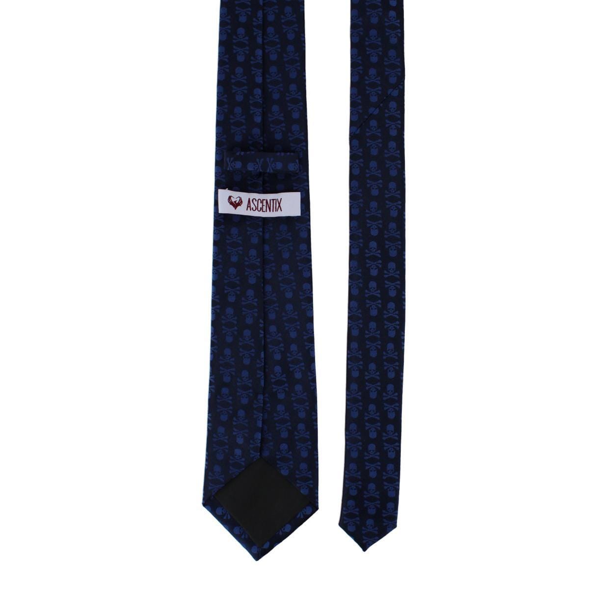 Ascentix Pirate Skull and Crossbones Necktie - Blue on Black