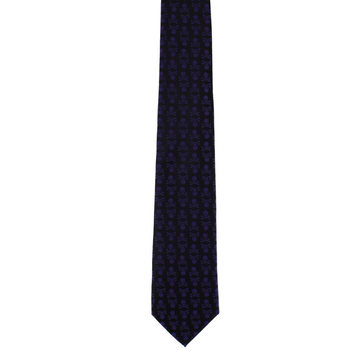 Ascentix Pirate Skull and Crossbones Necktie - Purple on Black