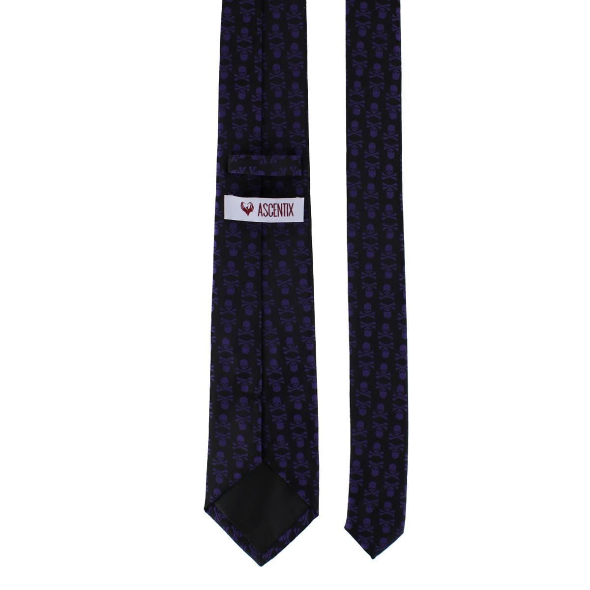 Ascentix Pirate Skull and Crossbones Necktie - Purple on Black