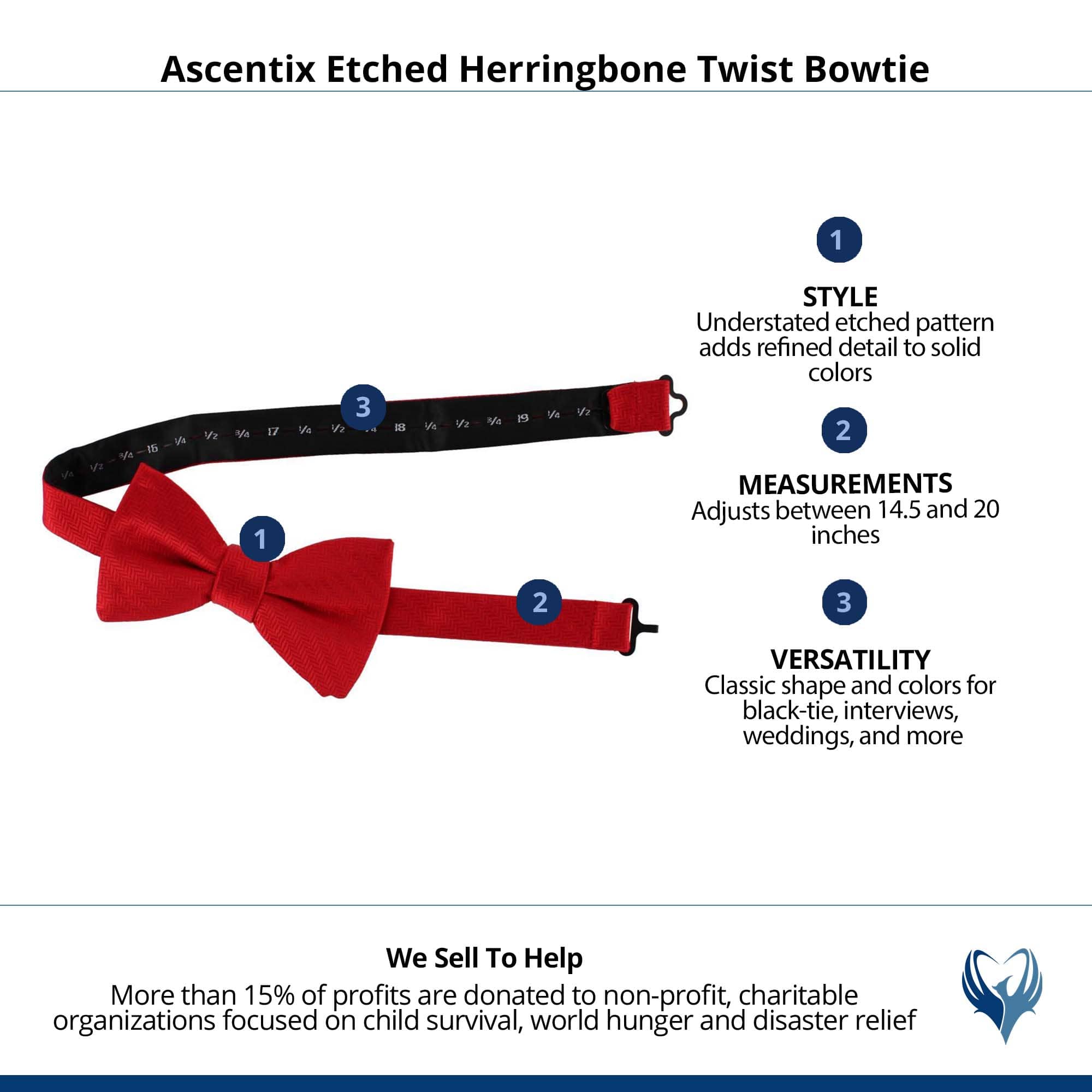Ascentix Etched Herringbone Twist Bowtie - Red