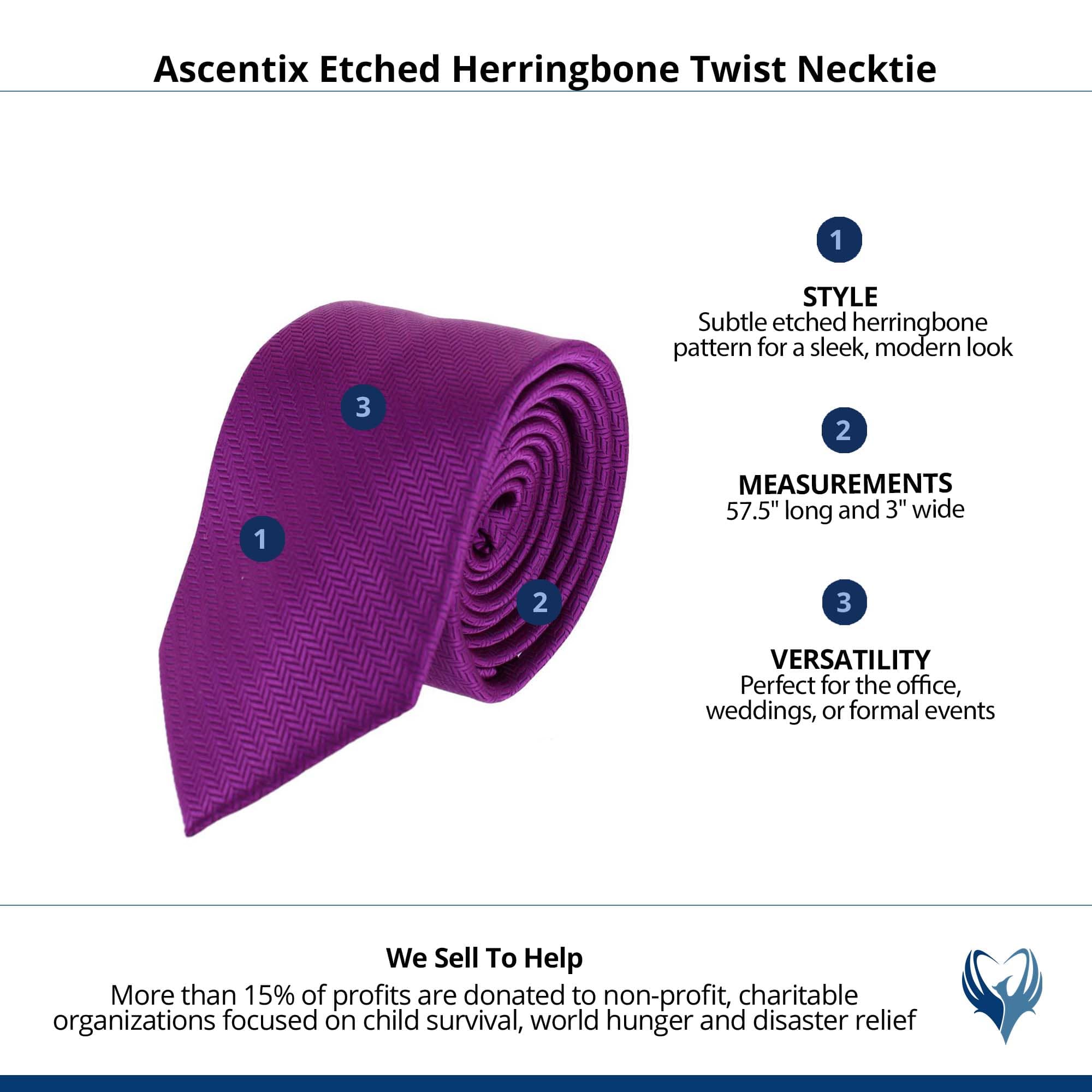 Ascentix Etched Herringbone Twist Necktie - Purple