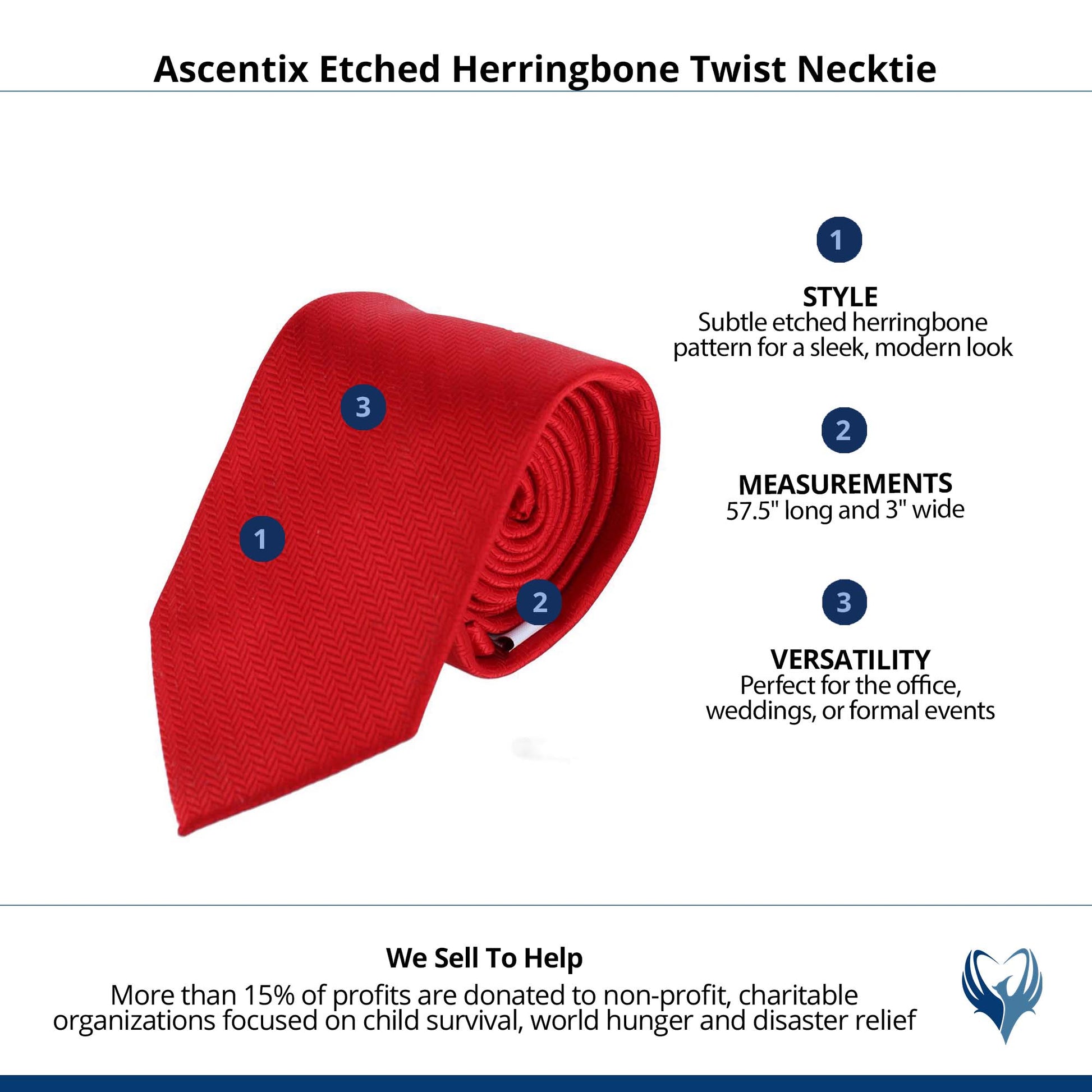 Ascentix Etched Herringbone Twist Necktie - Red