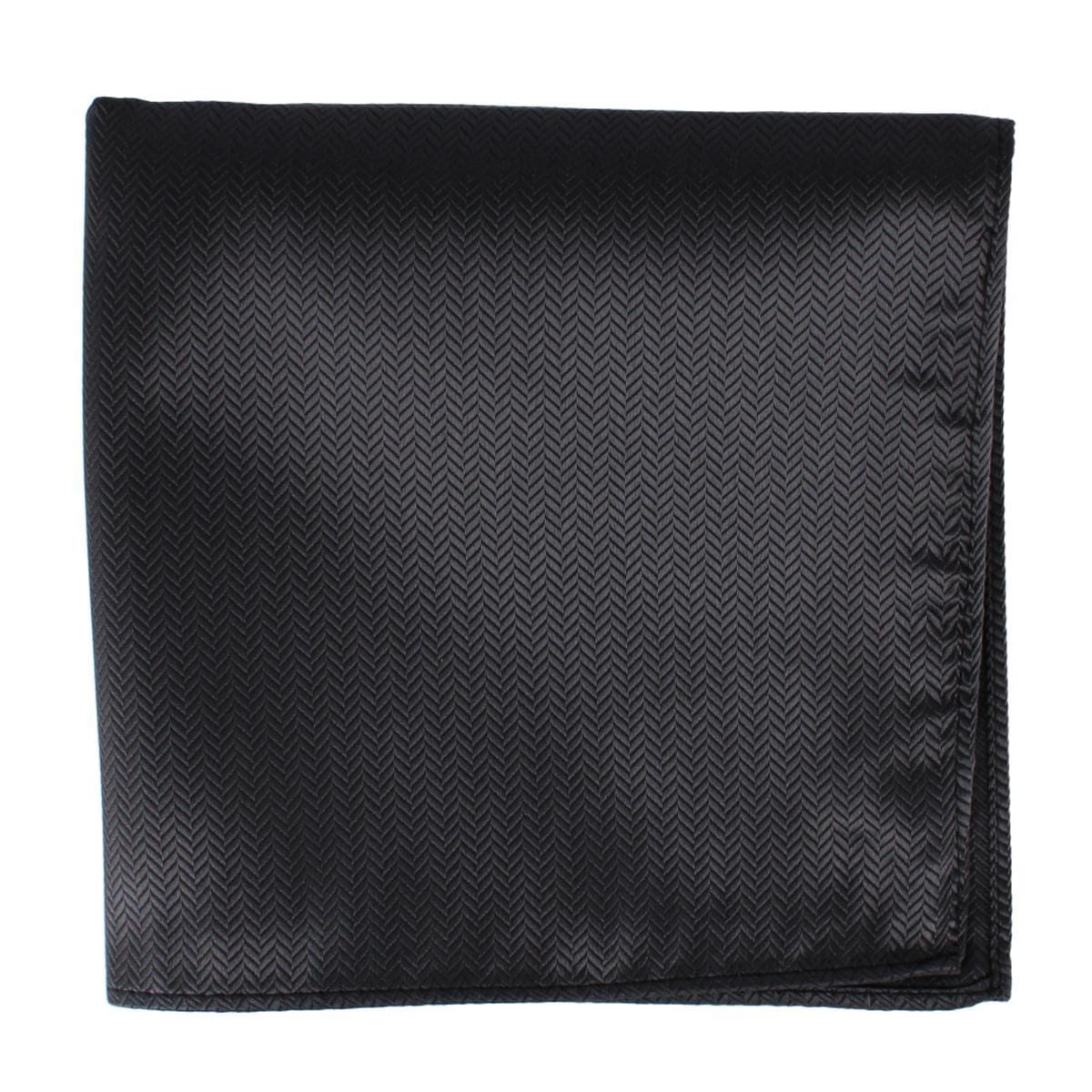 Ascentix Etched Herringbone Twist Pocket Square - Black