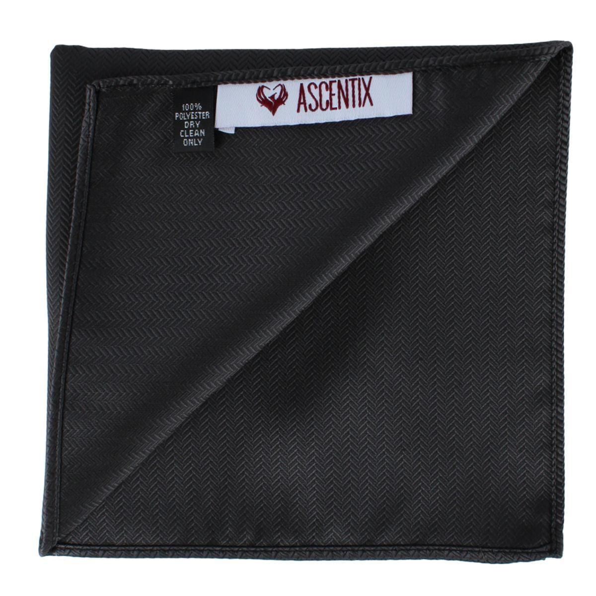 Ascentix Etched Herringbone Twist Pocket Square - Black