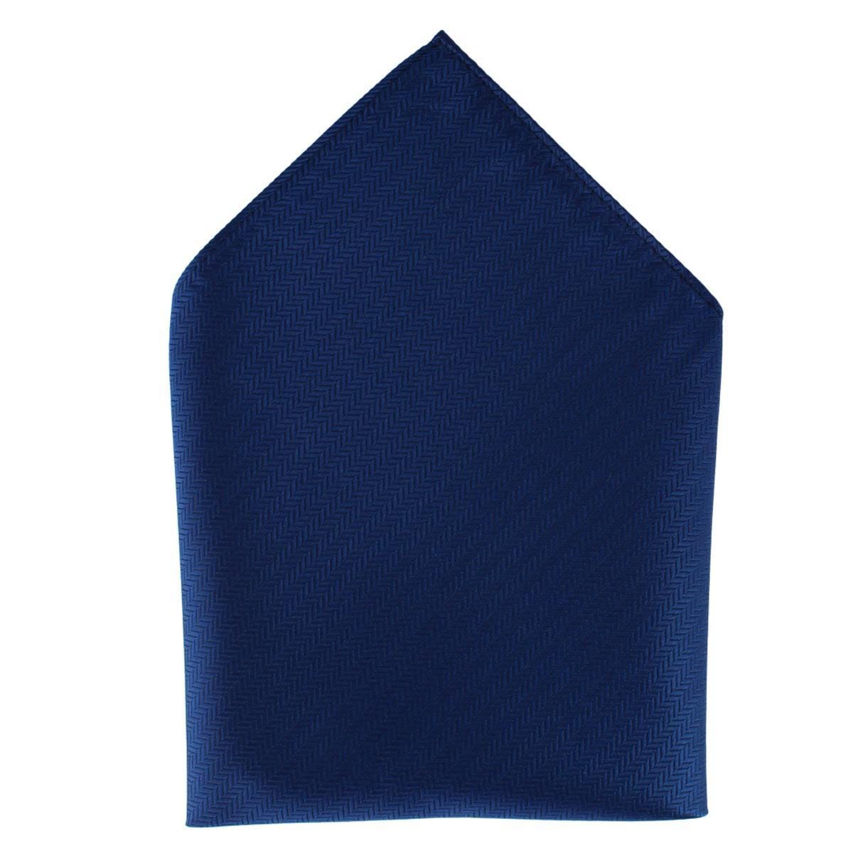 Ascentix Etched Herringbone Twist Pocket Square - Navy