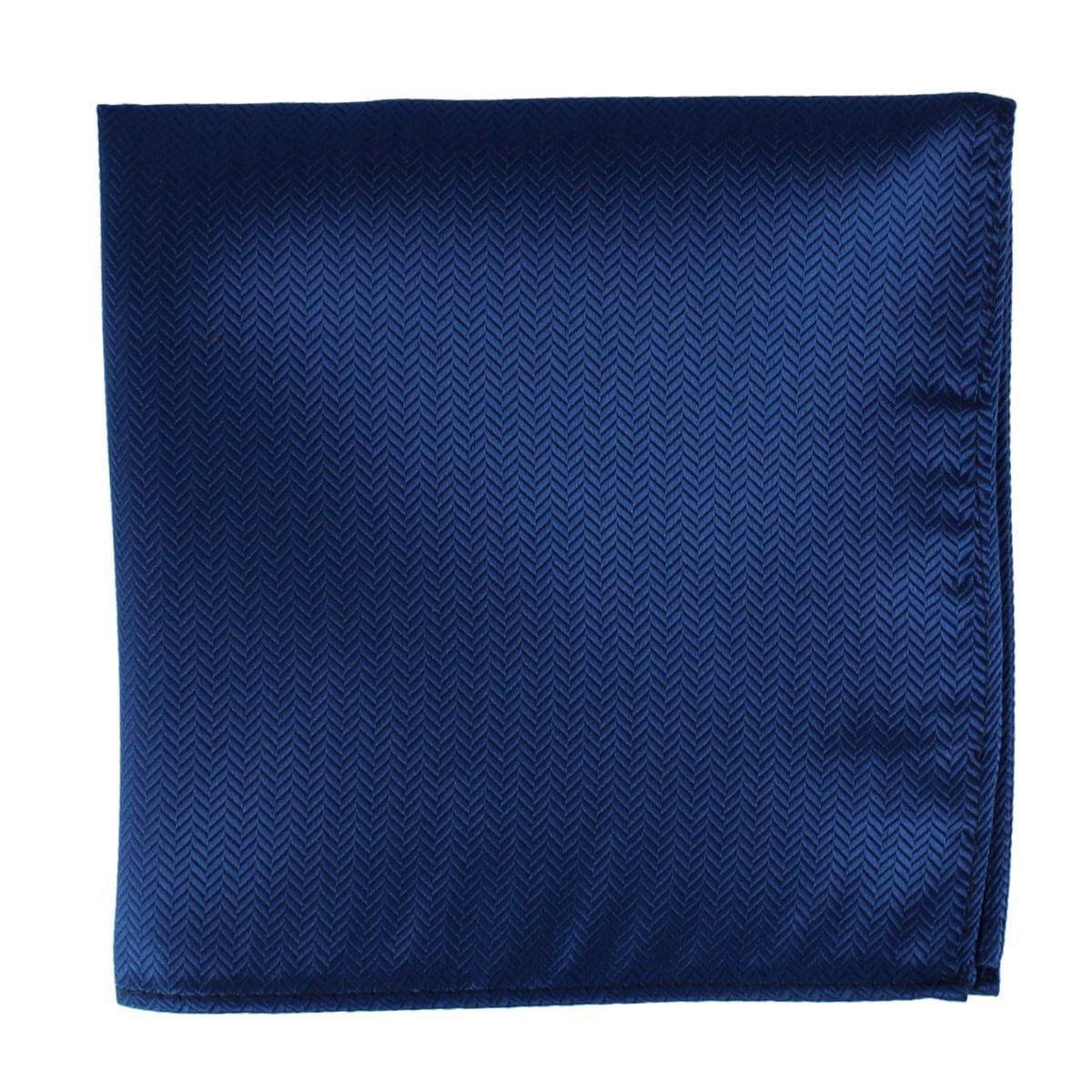 Ascentix Etched Herringbone Twist Pocket Square - Navy
