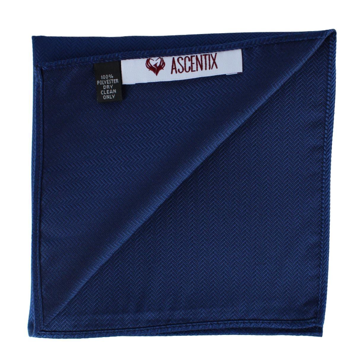 Ascentix Etched Herringbone Twist Pocket Square - Navy