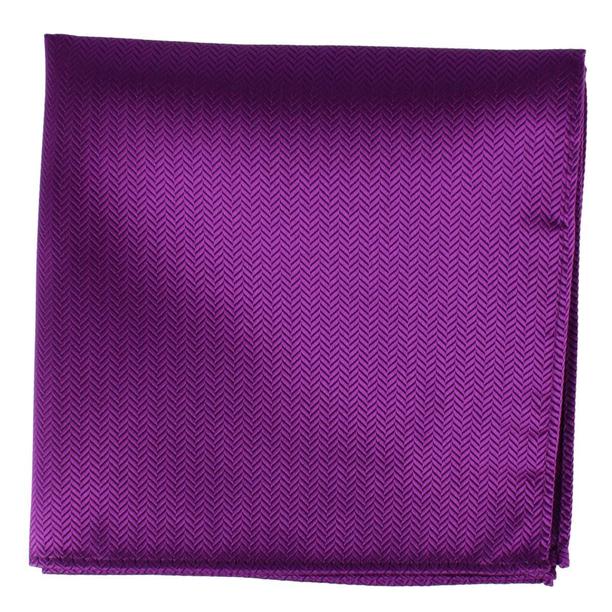 Ascentix Etched Herringbone Twist Pocket Square - Purple