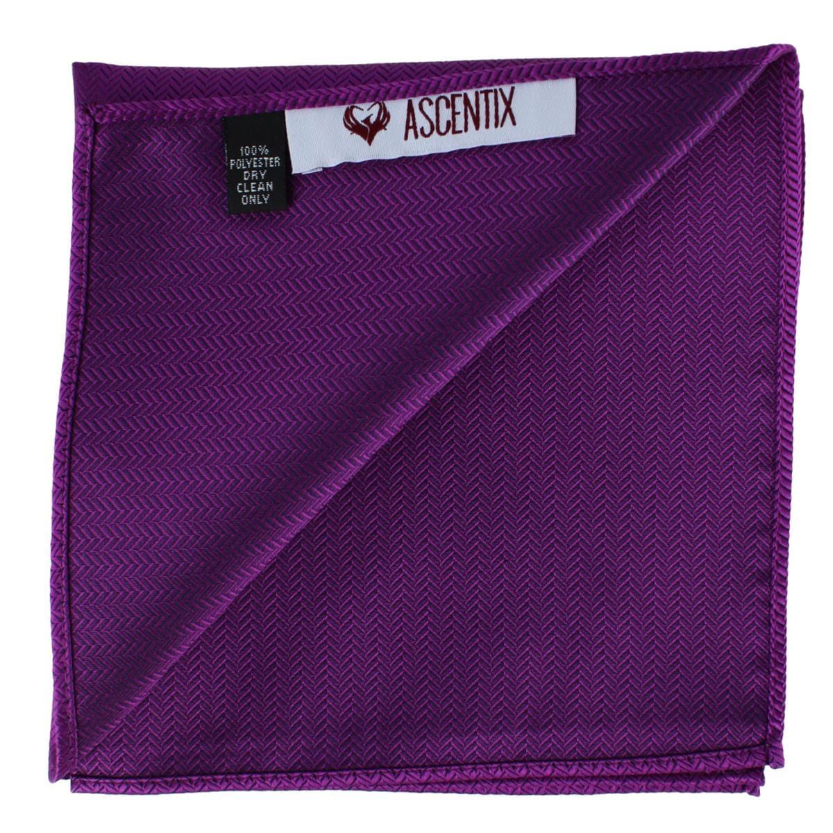 Ascentix Etched Herringbone Twist Pocket Square - Purple