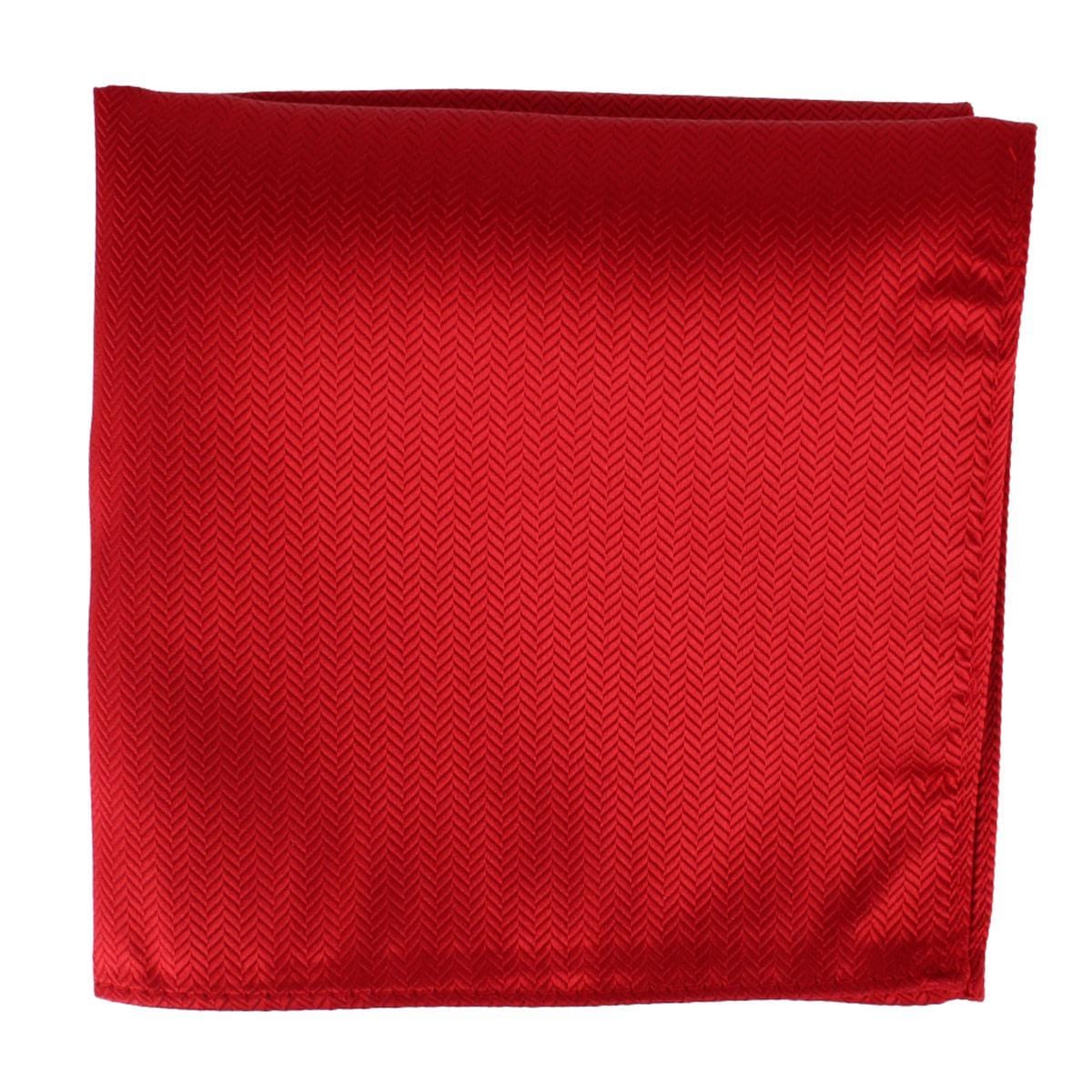 Ascentix Etched Herringbone Twist Pocket Square - Red