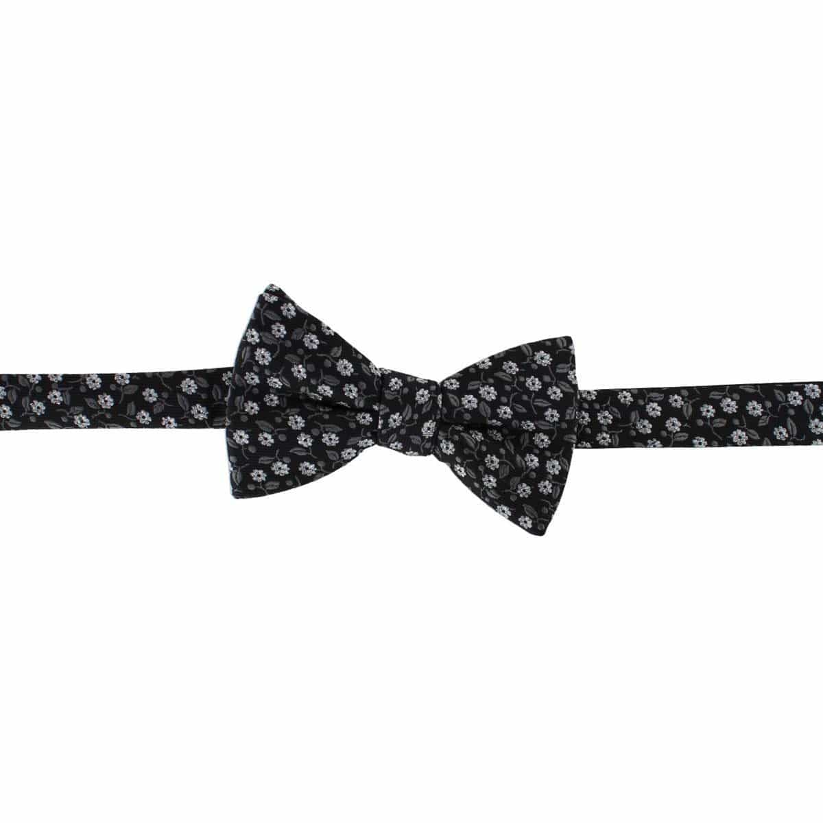Ascentix Metallic Flowers and Leaves Bowtie - Black