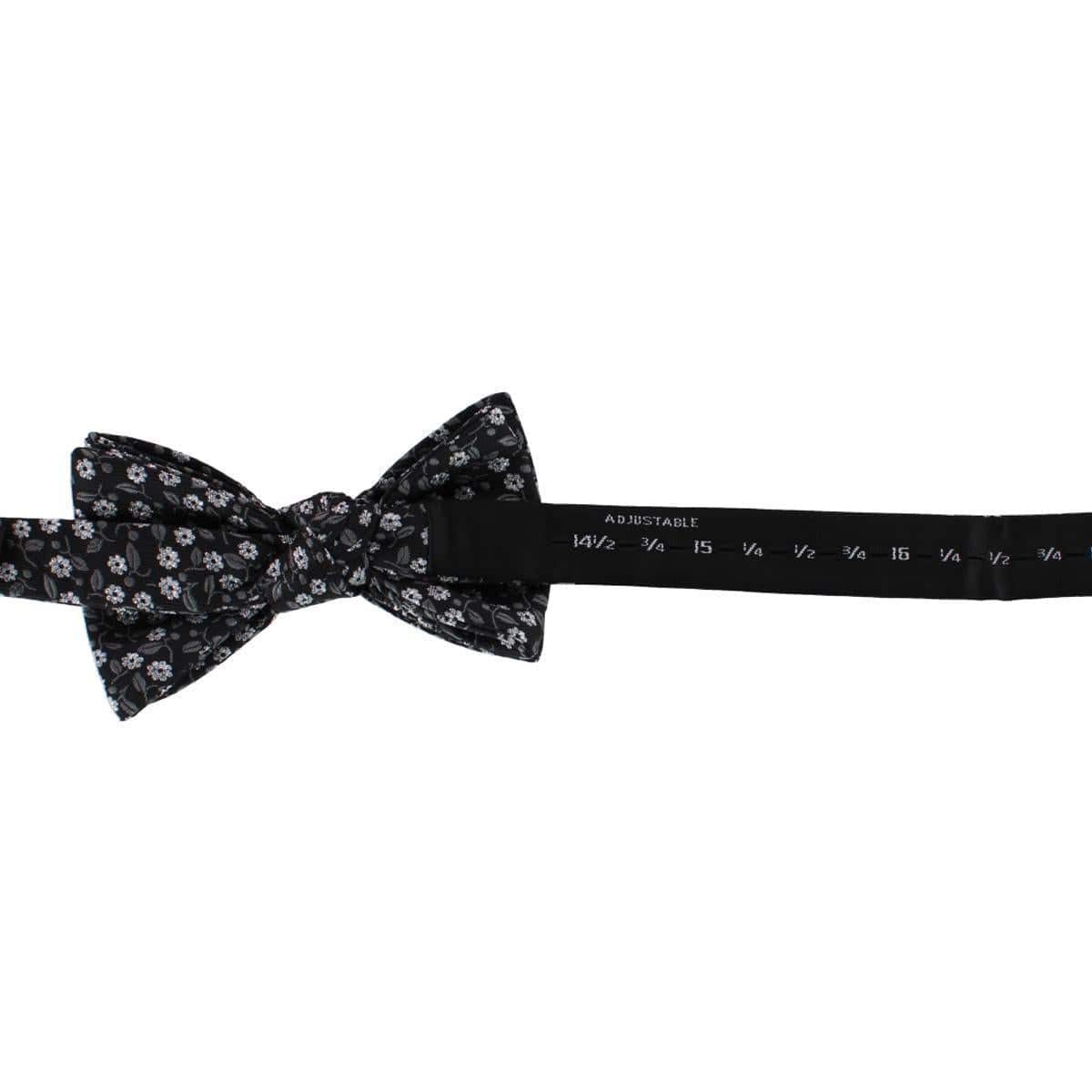Ascentix Metallic Flowers and Leaves Bowtie - Black