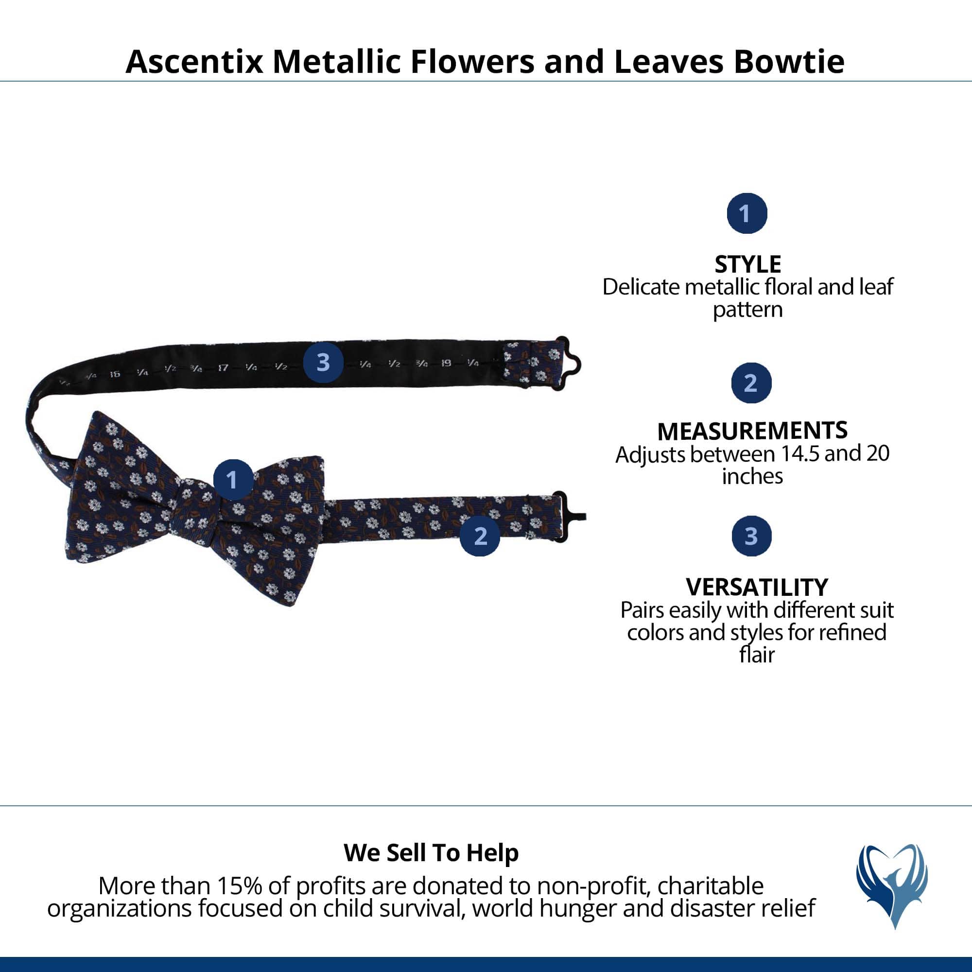 Ascentix Metallic Flowers and Leaves Bowtie - Brown