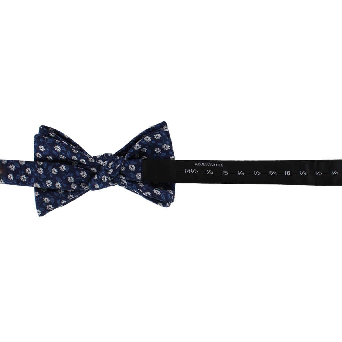 Ascentix Metallic Flowers and Leaves Bowtie - Navy